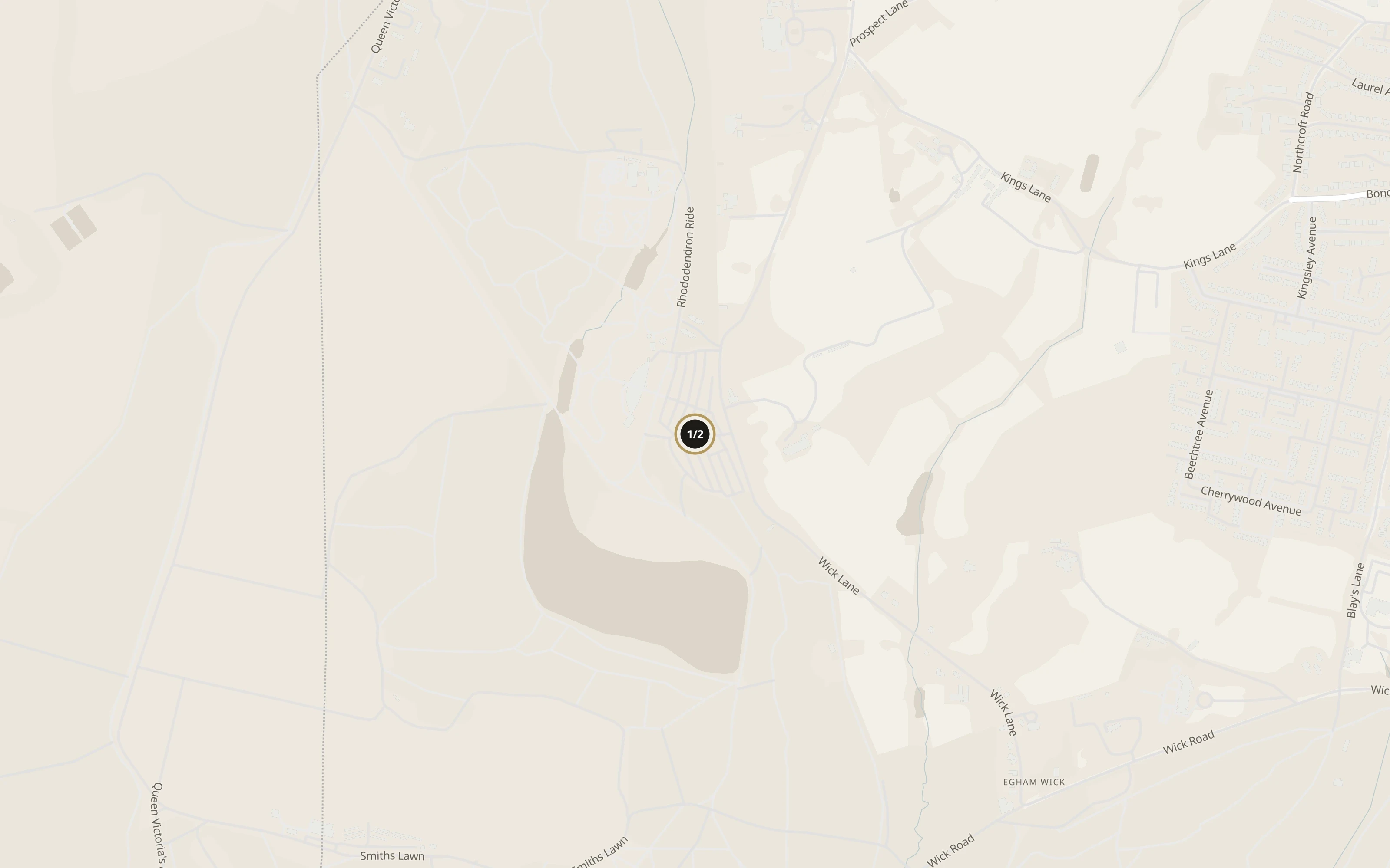 Numbered approach map for The Savill Garden showing set-down and collection pins