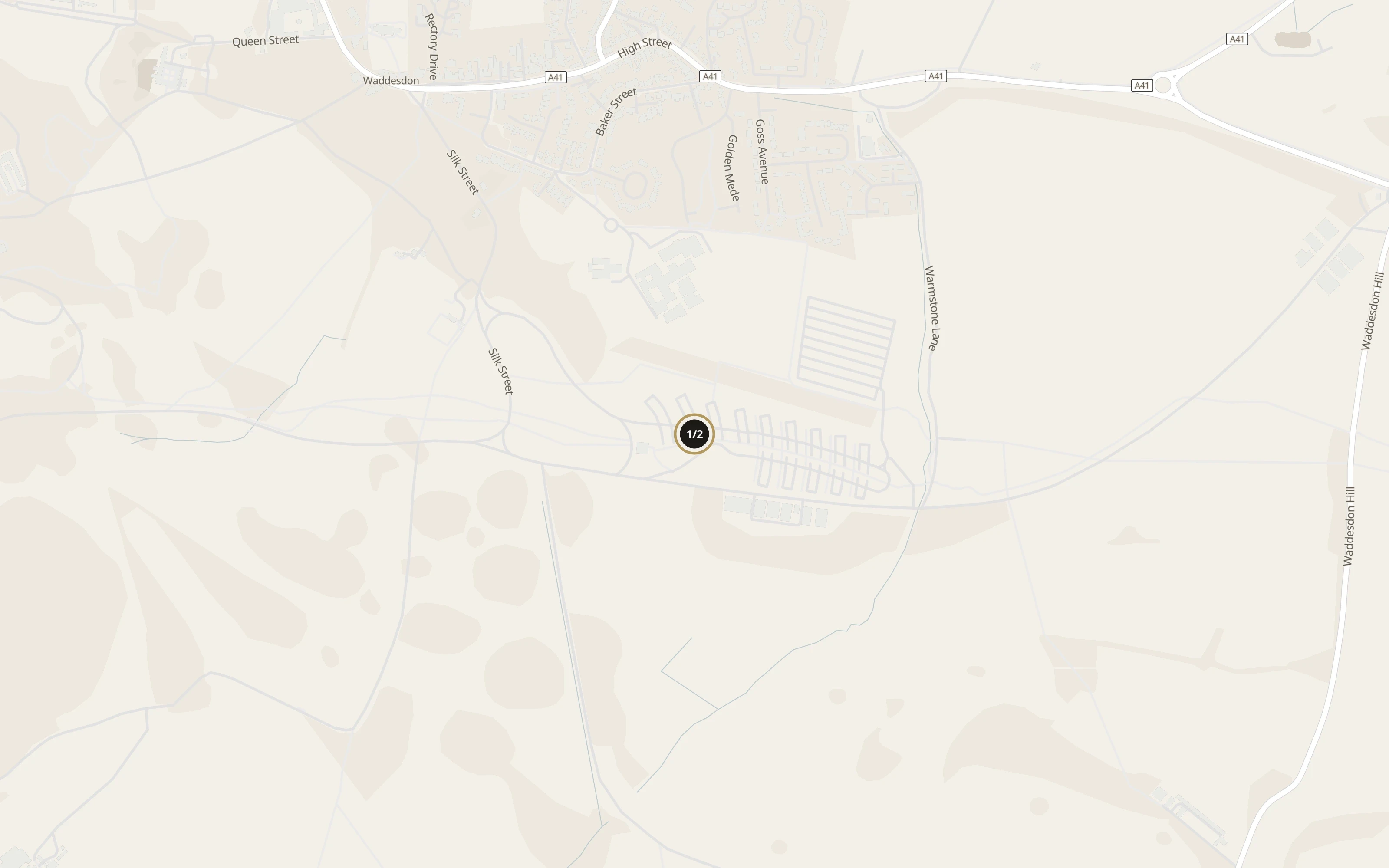 Numbered approach map for Waddesdon Manor showing set-down and collection pins