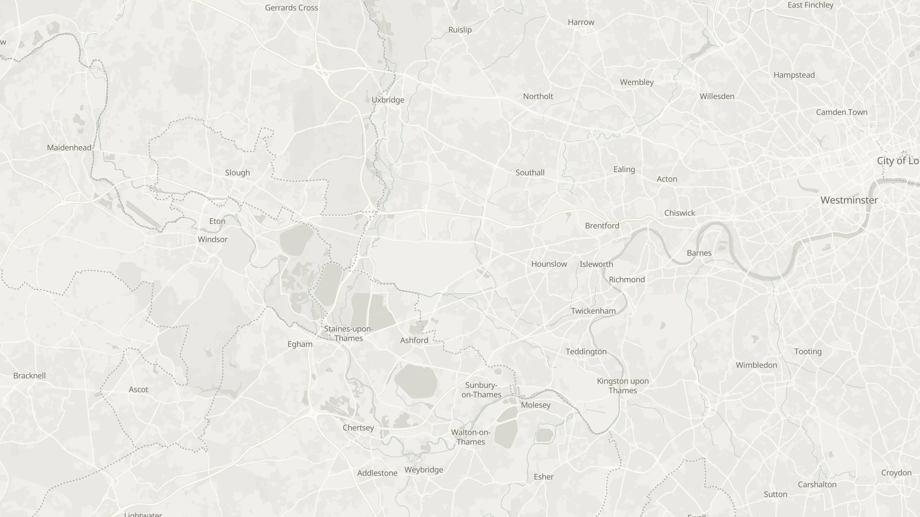 Route map from Central London to Heathrow Airport along the planned road route