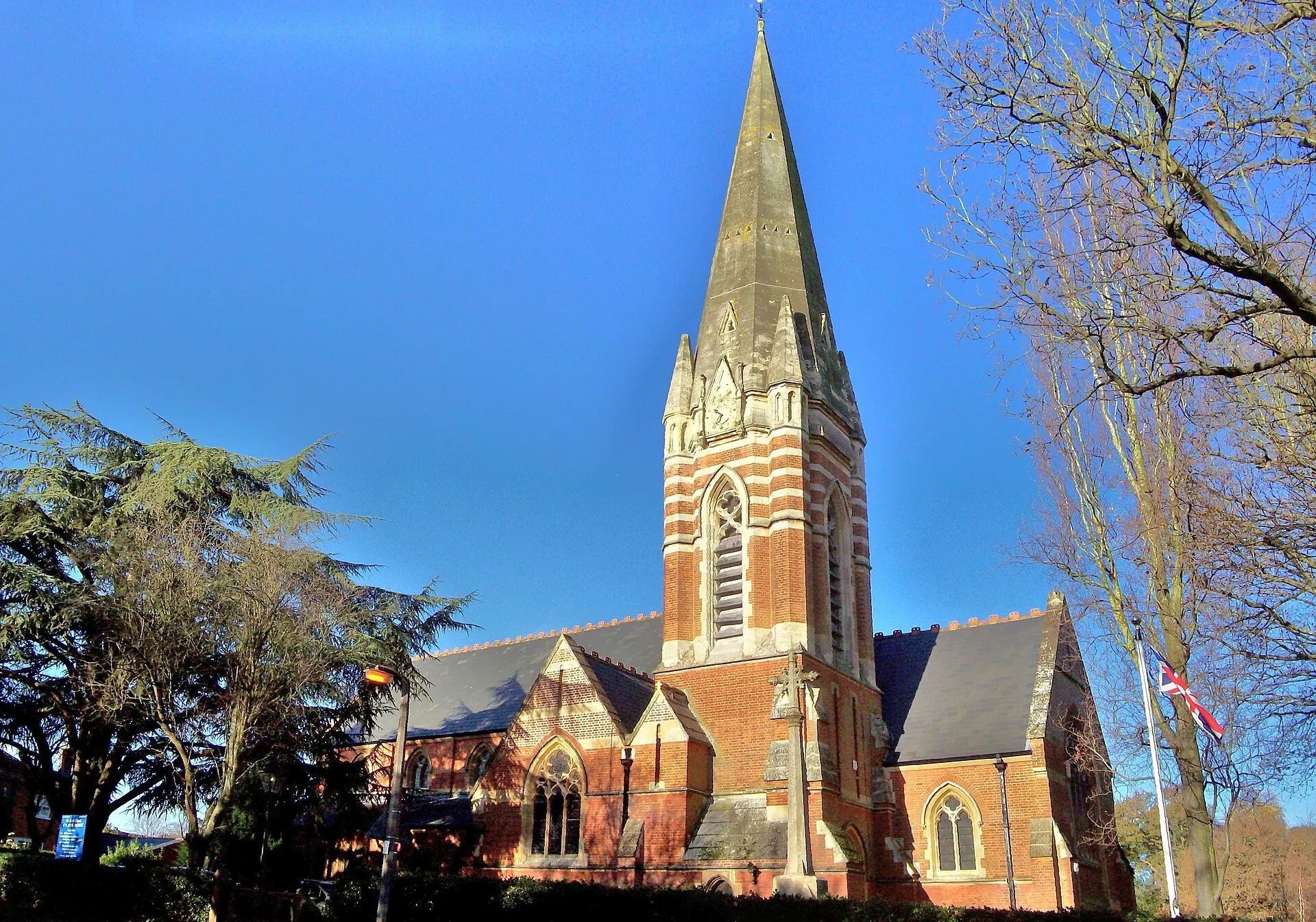 St Anne’s Church in Bagshot beneath a clear sky in November 2012