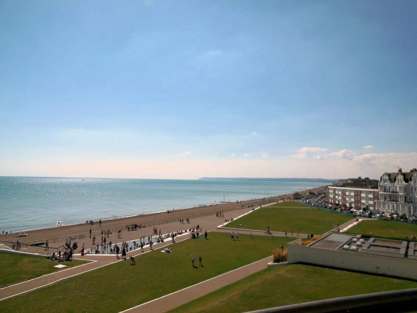 Bexhill seafront promenade and beach in August 2013