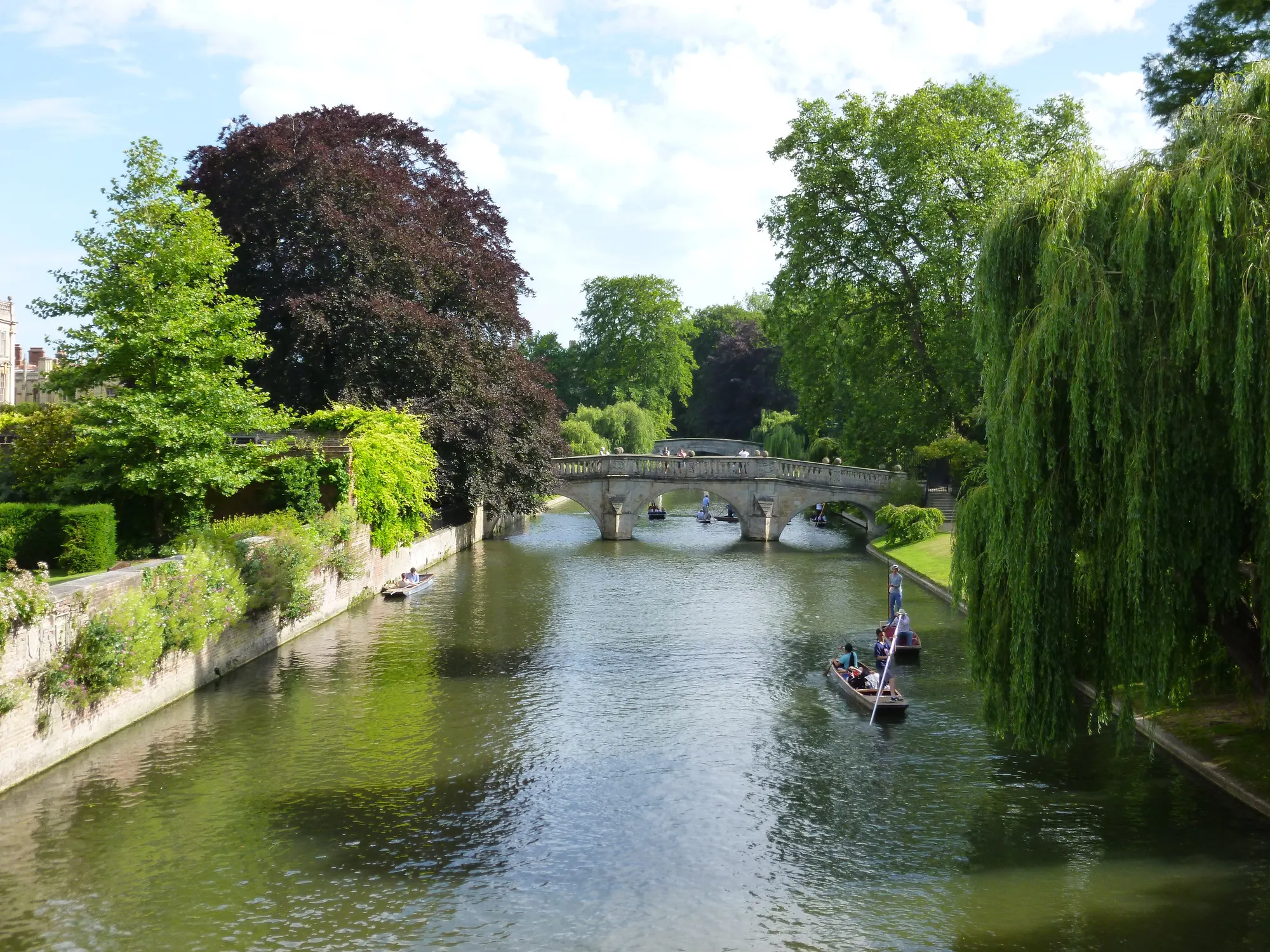 Punting on the River Cam near Clare Bridge