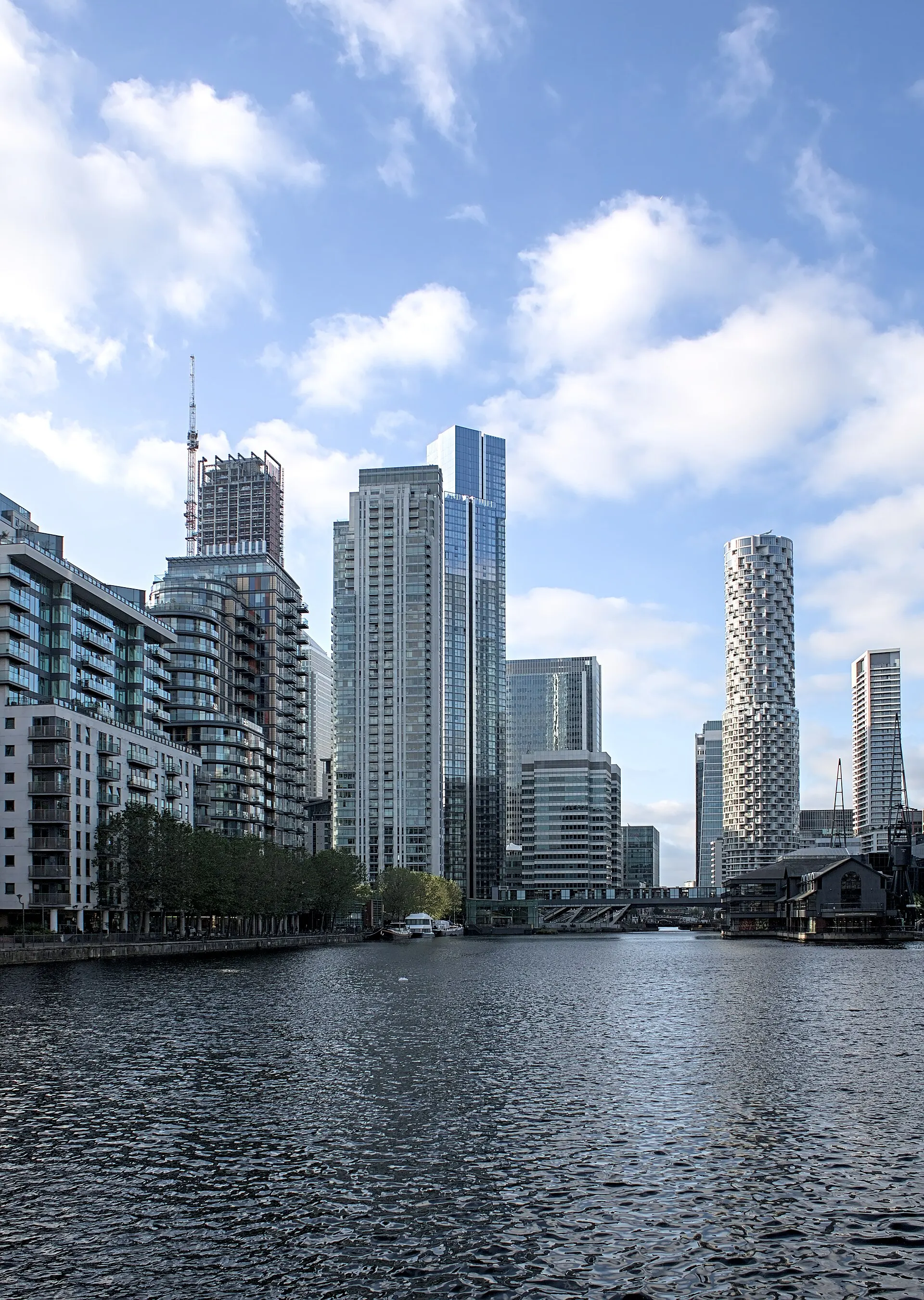 Canary Wharf dockside business district photographed in May 2023