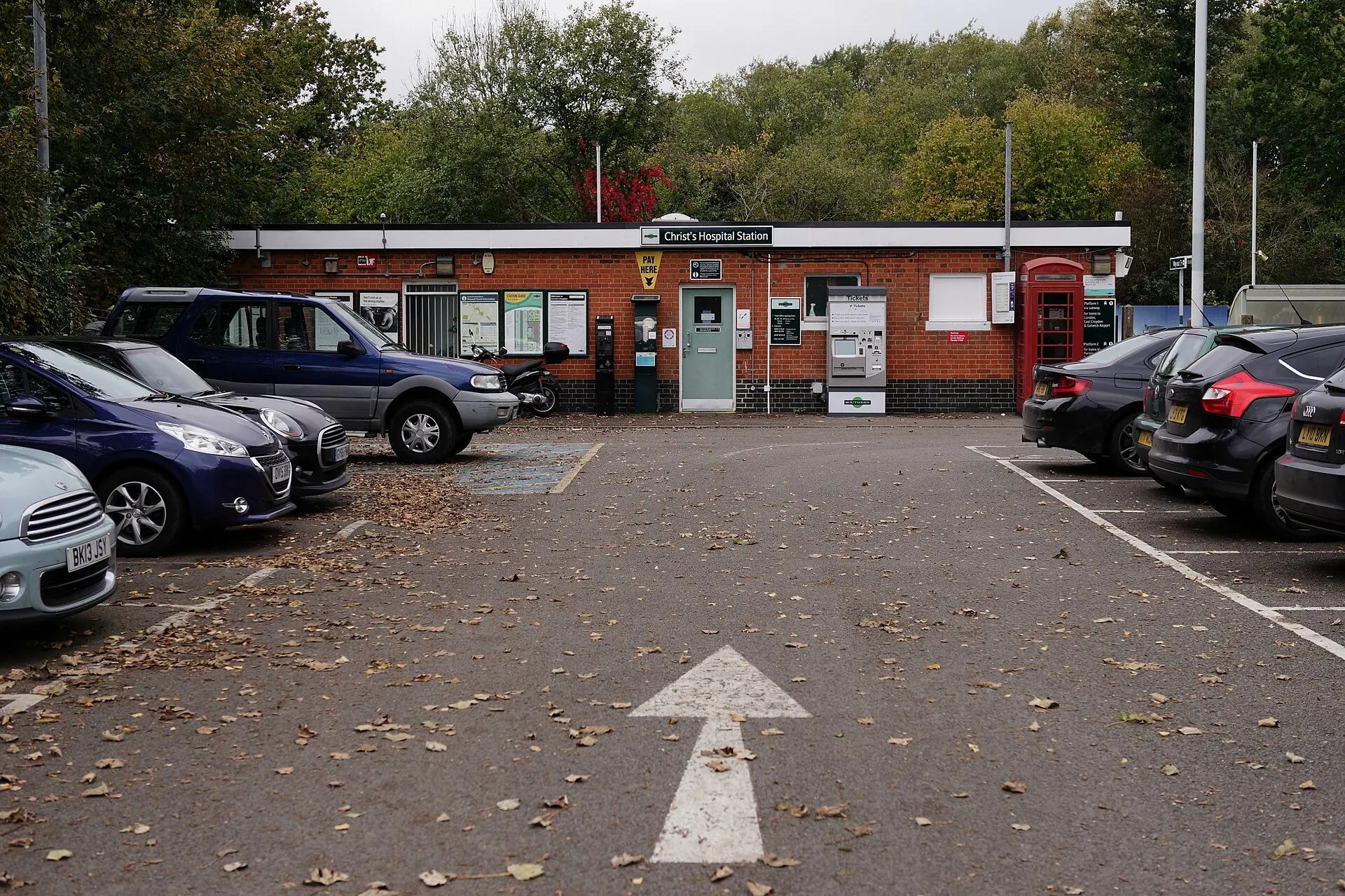 Christ's Hospital railway station entrance in October 2017