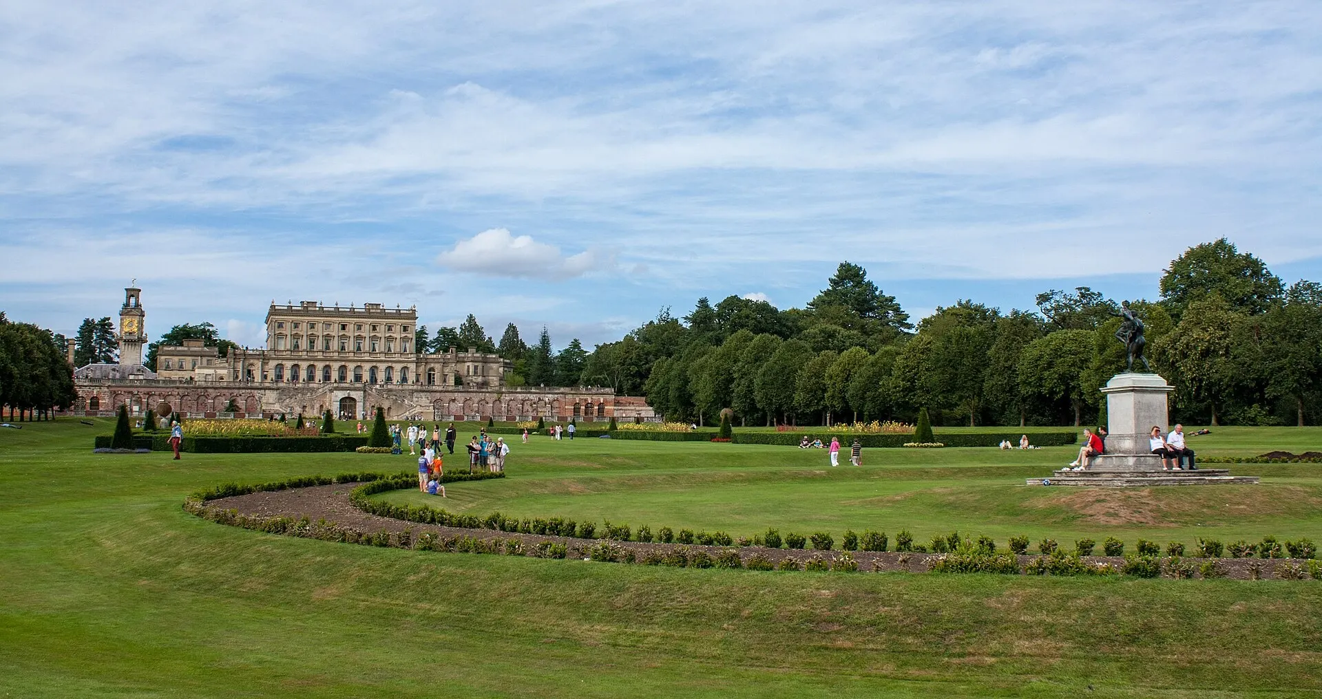 Cliveden House and its formal parterre seen across the lawn in 2012