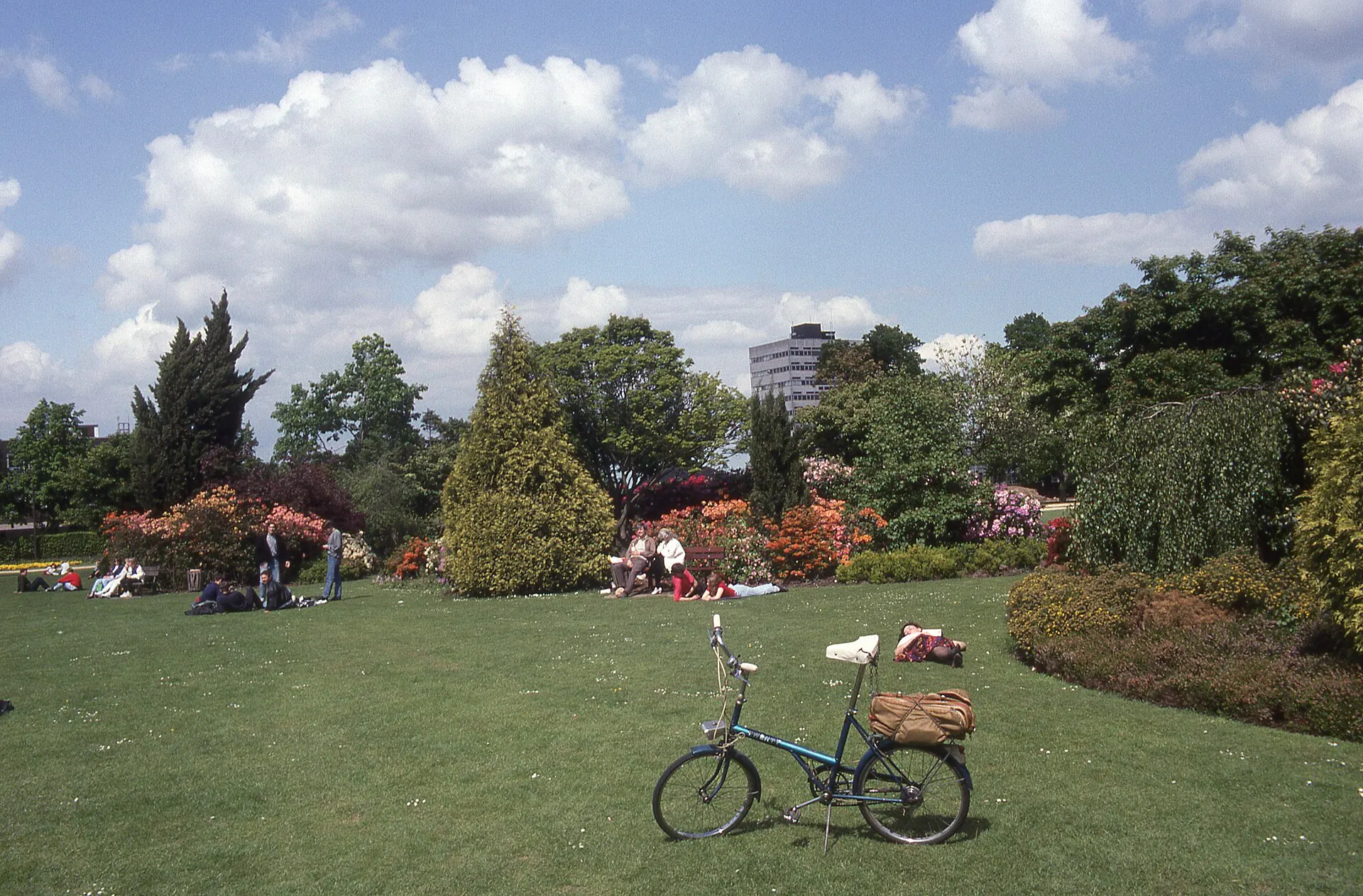 Flowers and lawn at Crawley Memorial Gardens in May 1993
