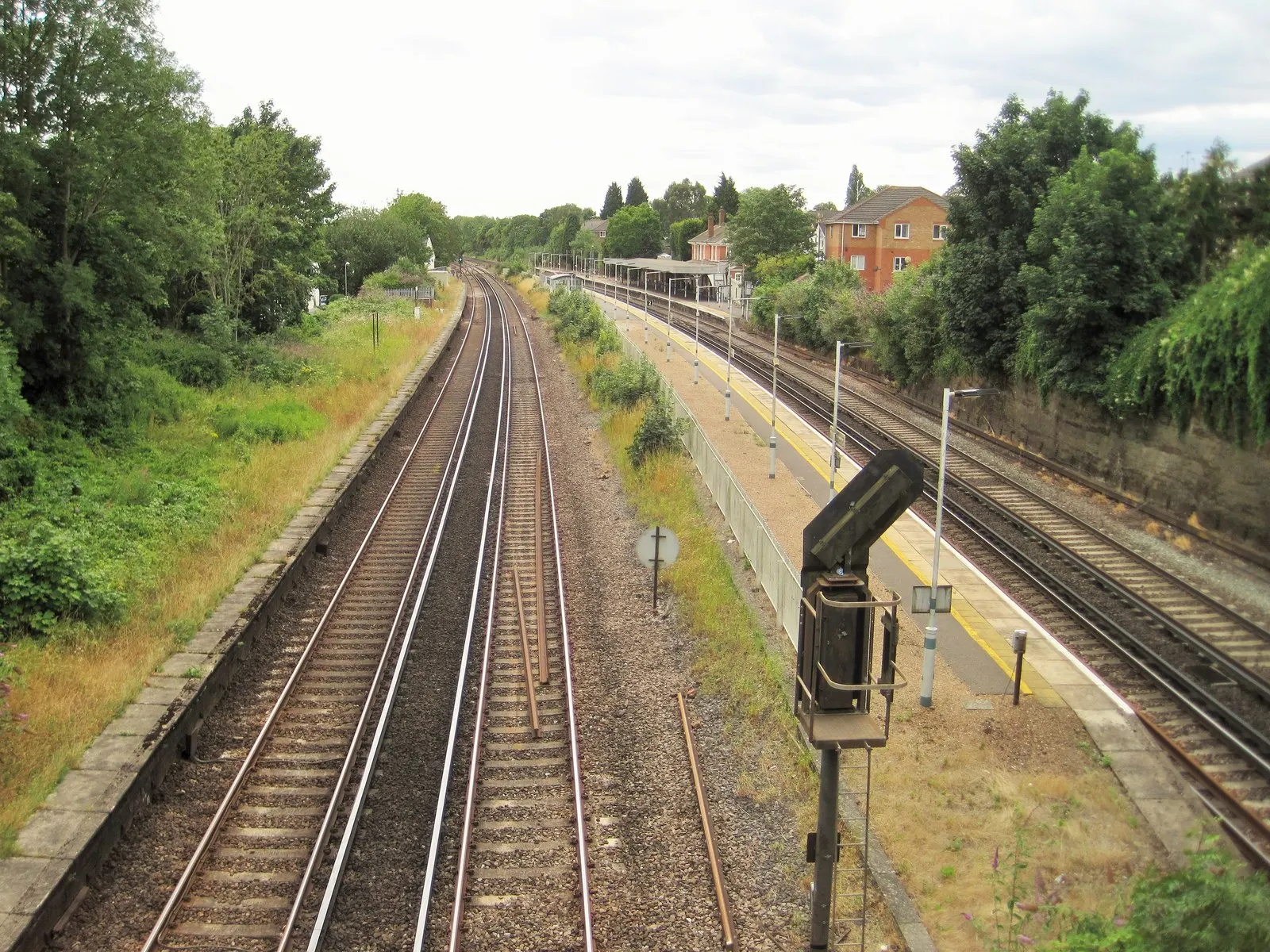Railway lines and platforms at Earlswood station in Surrey in July 2015