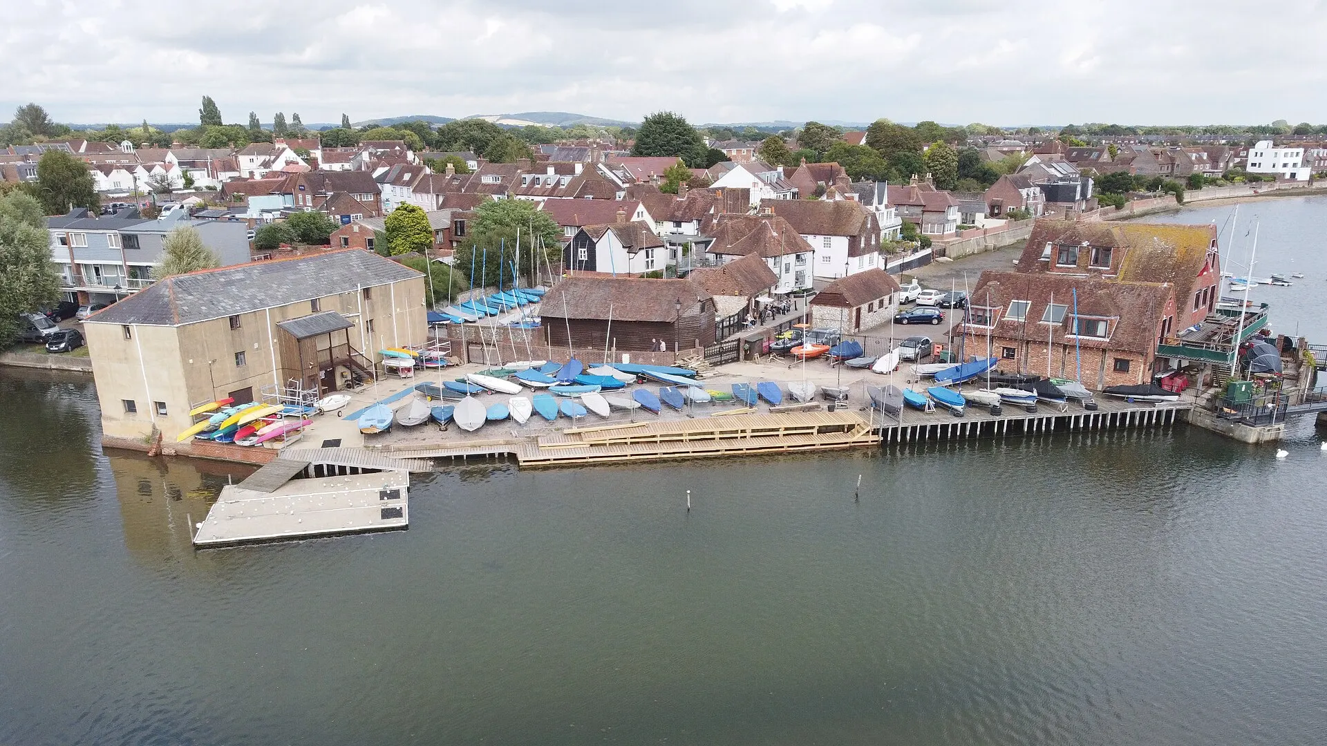 Emsworth Slipper Sailing Club boatyard and waterfront in September 2024