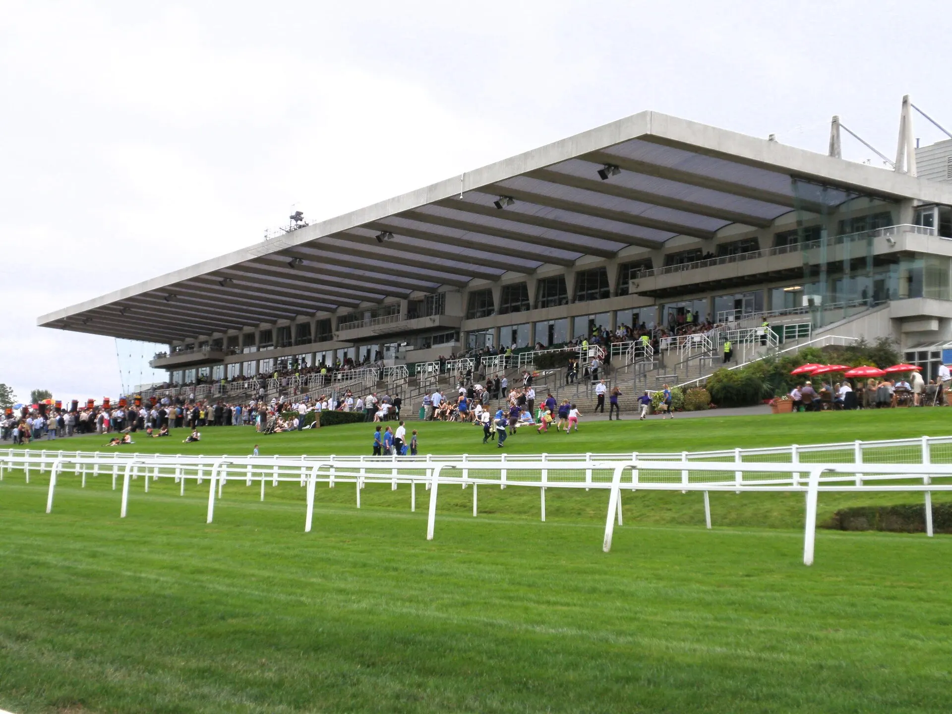 Sandown Park grandstand and racecourse in Esher in August 2010