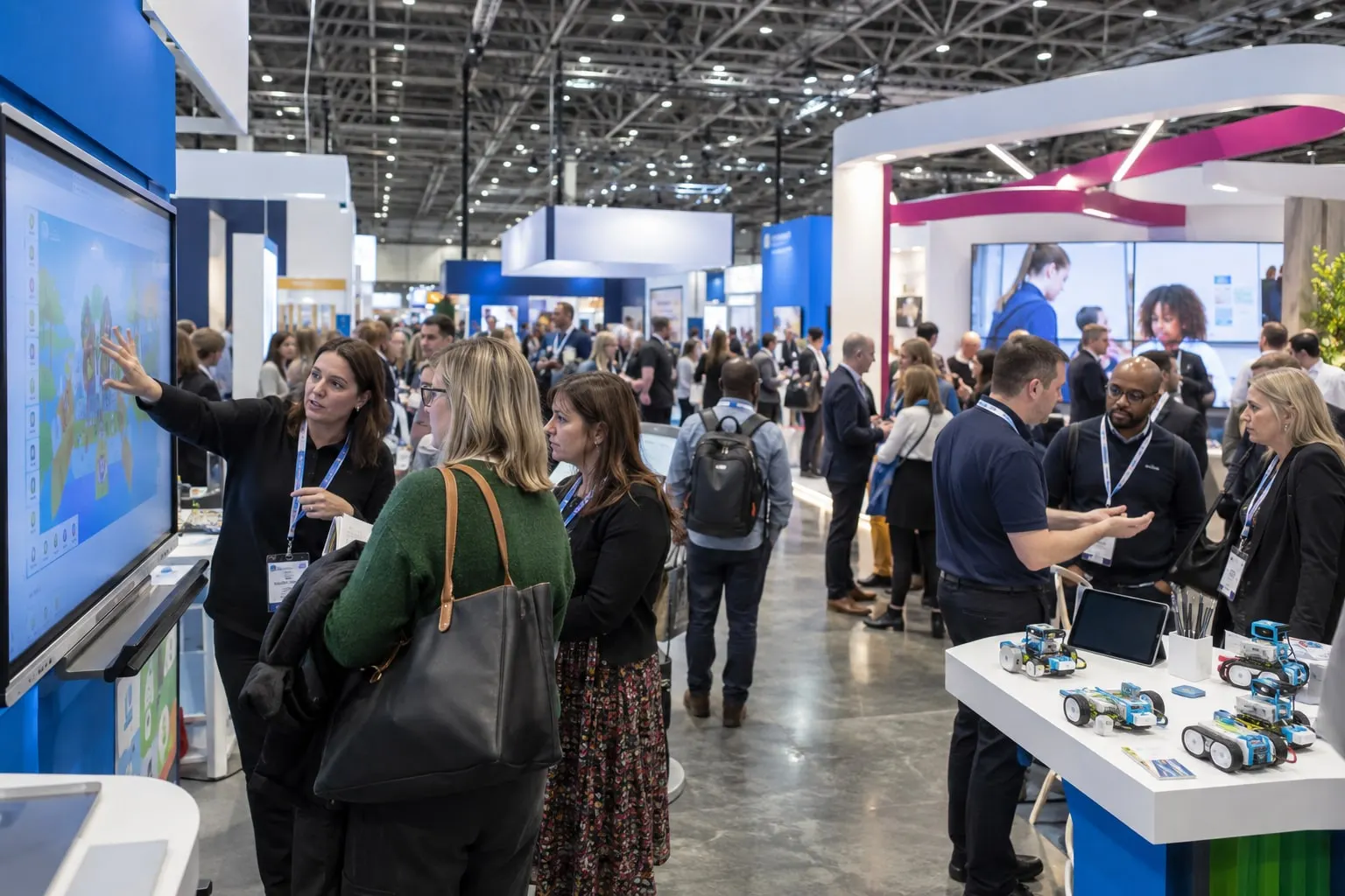 Illustrative Bett UK education technology exhibition hall at ExCeL London