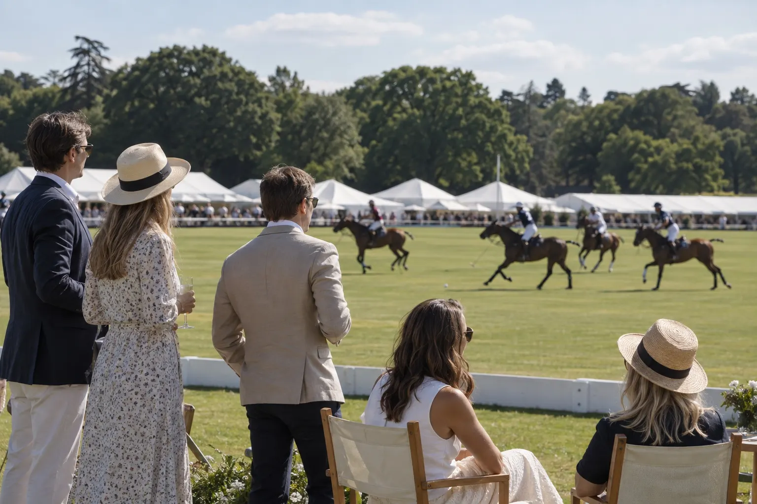 Illustrative guests watching polo at Smith’s Lawn in Windsor Great Park