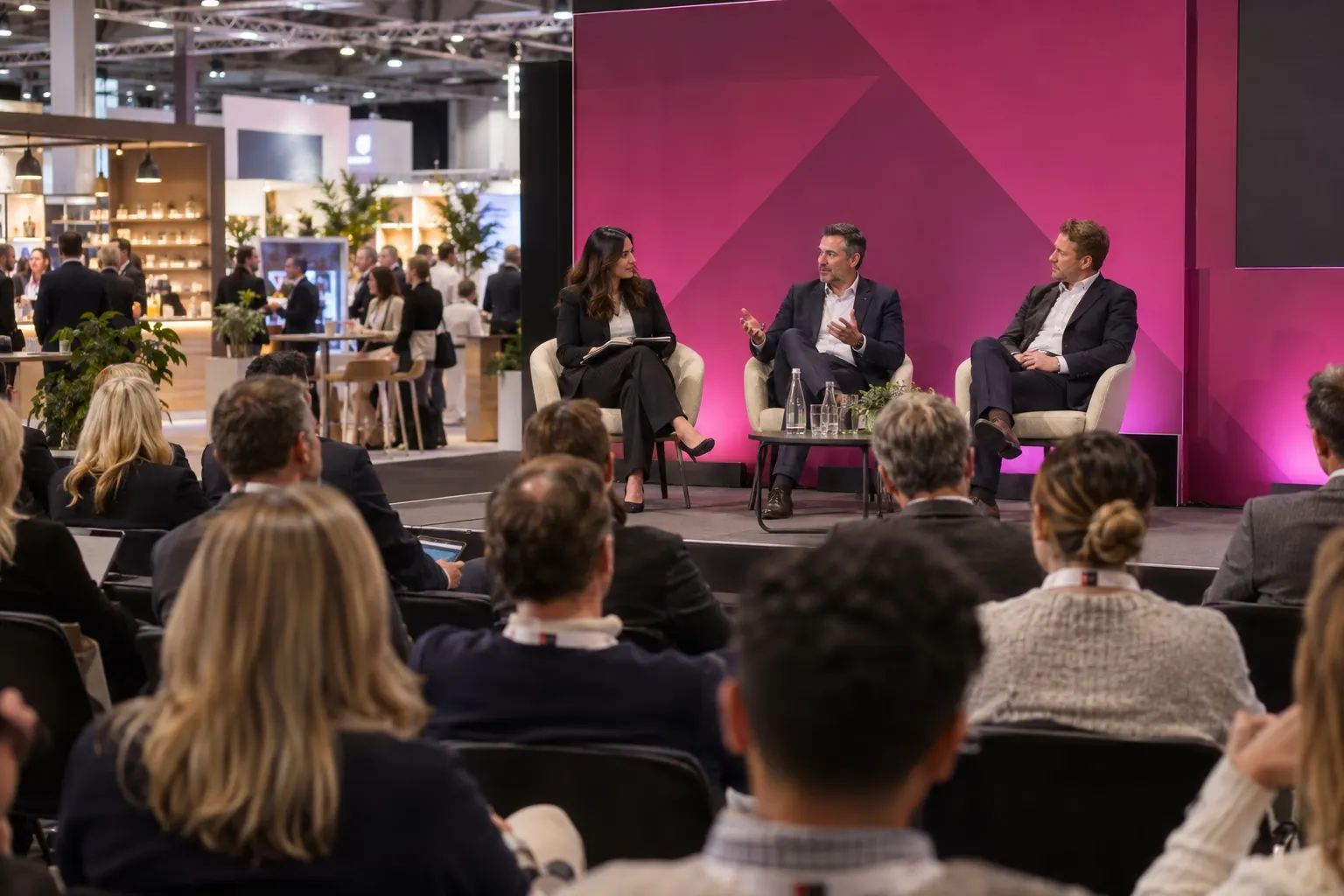 Illustrative hospitality technology leaders forum with speakers and audience