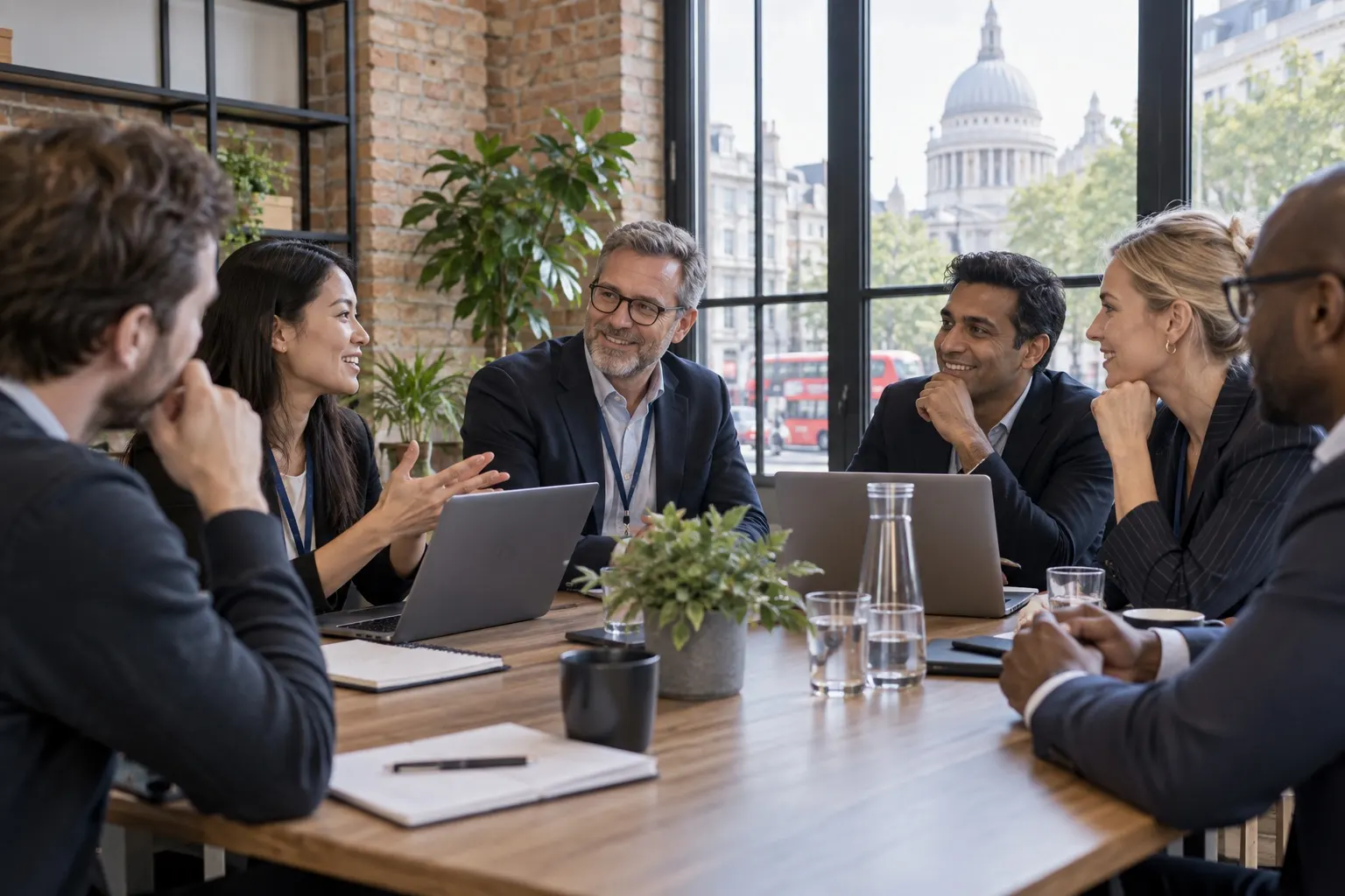 Illustrative technology founders and investors meeting at a separate London fringe venue