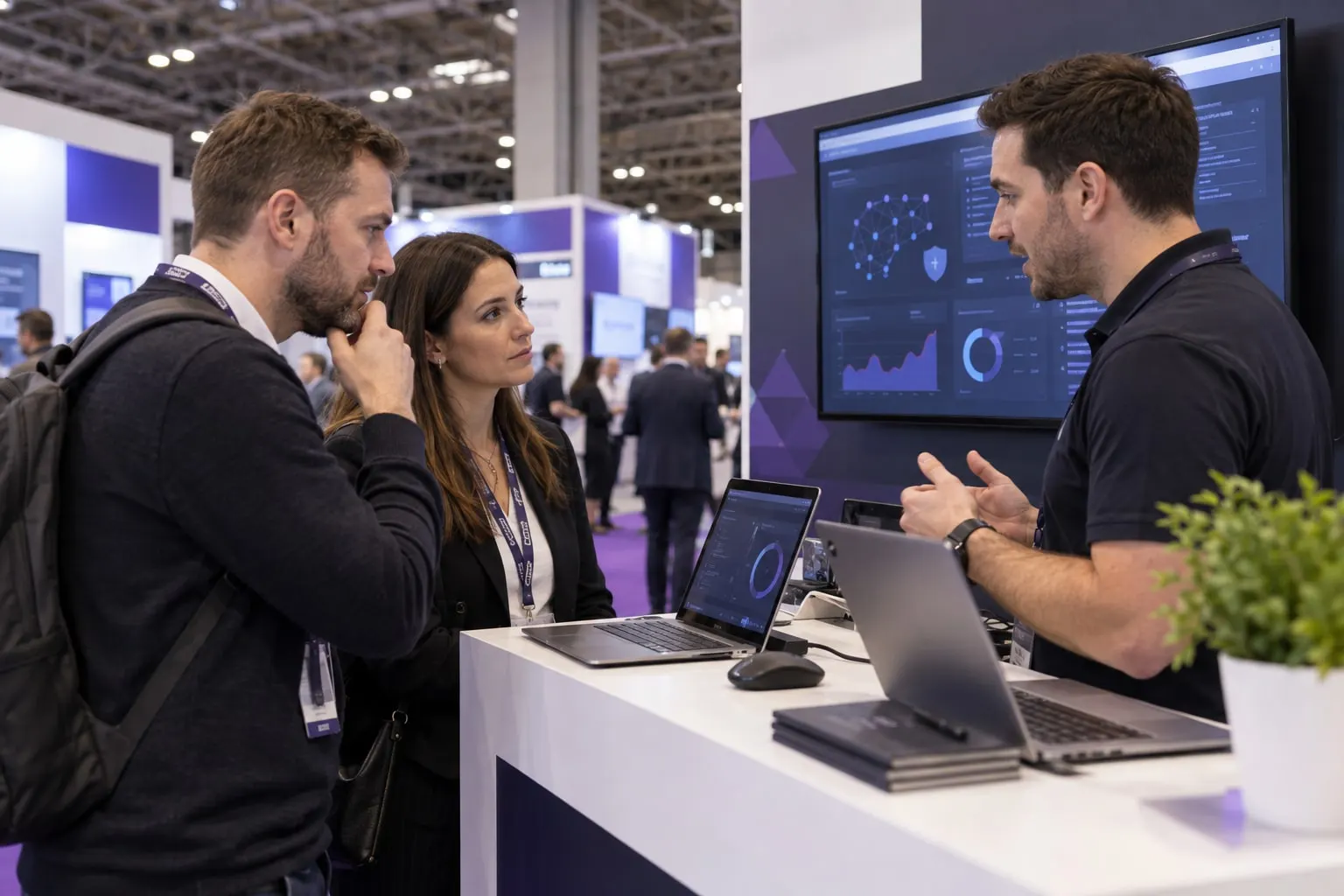Illustrative cyber-security software demonstration at a trade stand