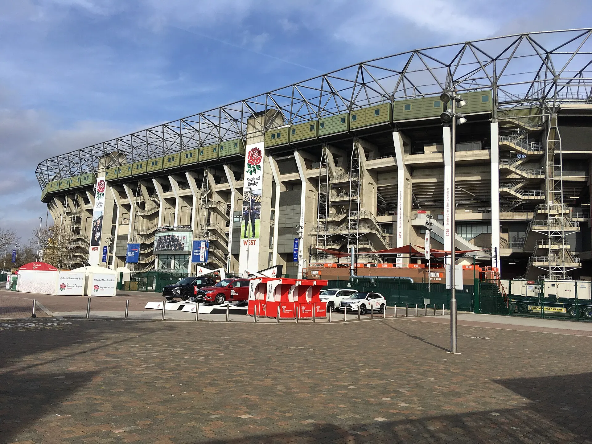The west side of Twickenham Stadium, photographed in 2019
