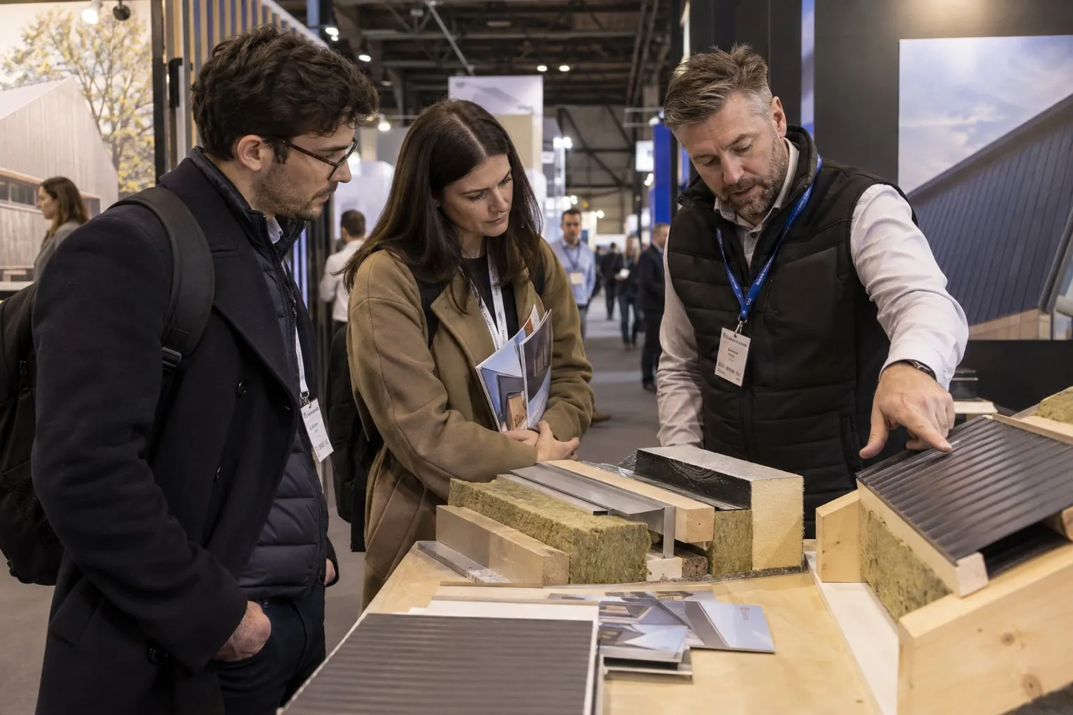 Illustrative construction materials demonstration with building specifiers