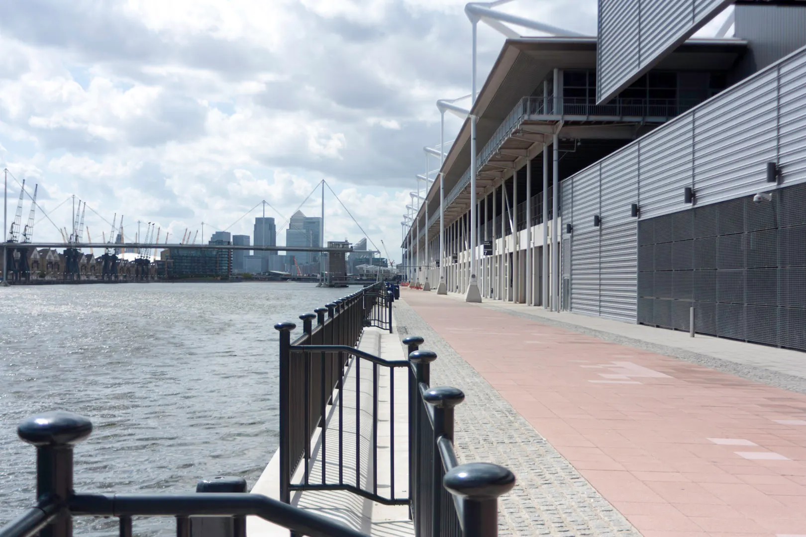 Walkway along the waterside at ExCeL London