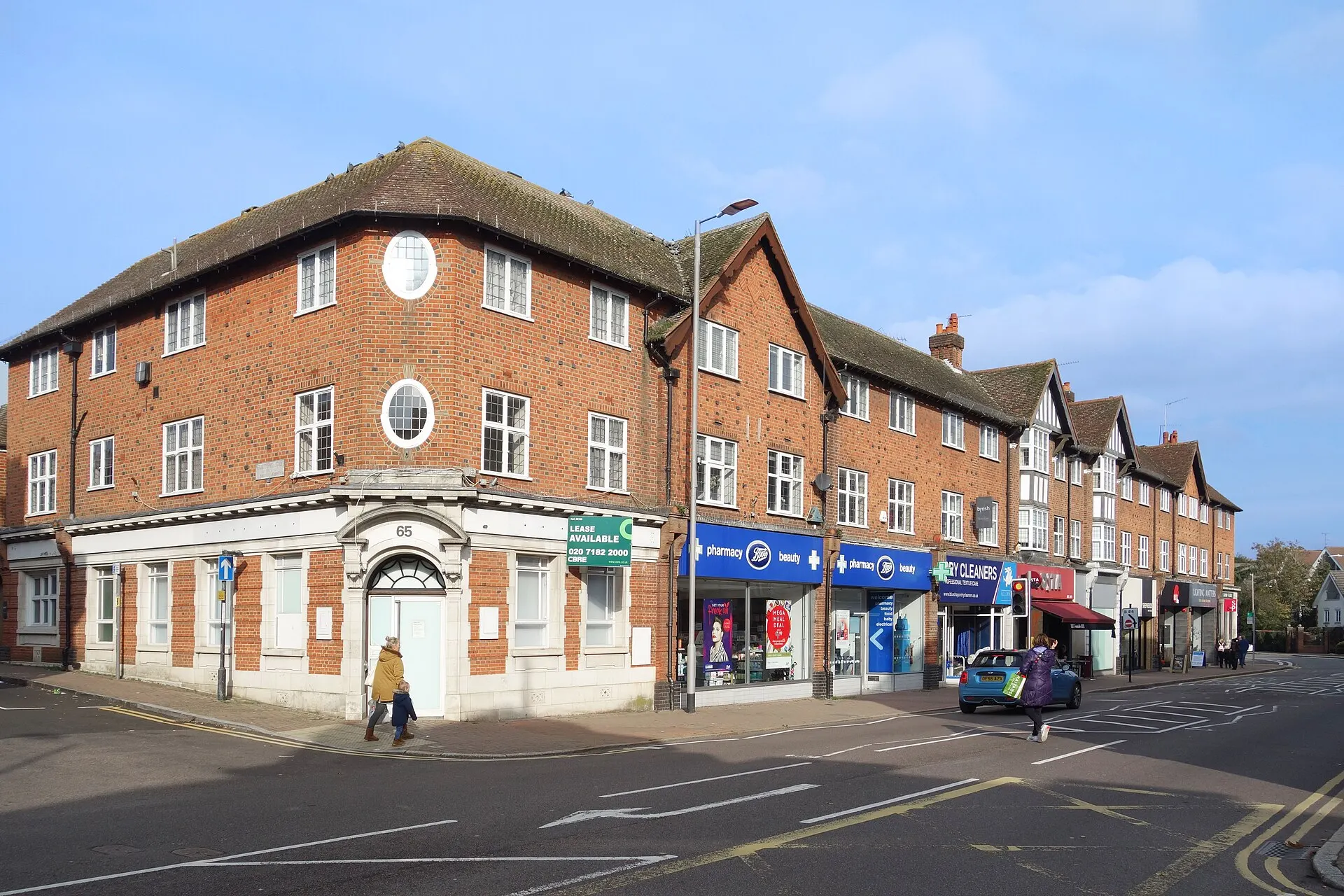 Shops on Packhorse Road in Gerrards Cross in October 2019