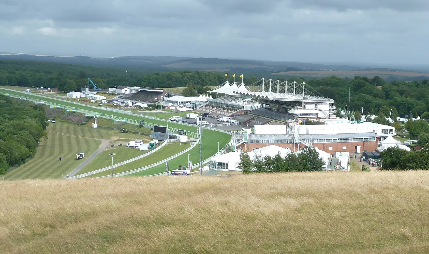 Goodwood Racecourse grandstand in the Sussex Downs
