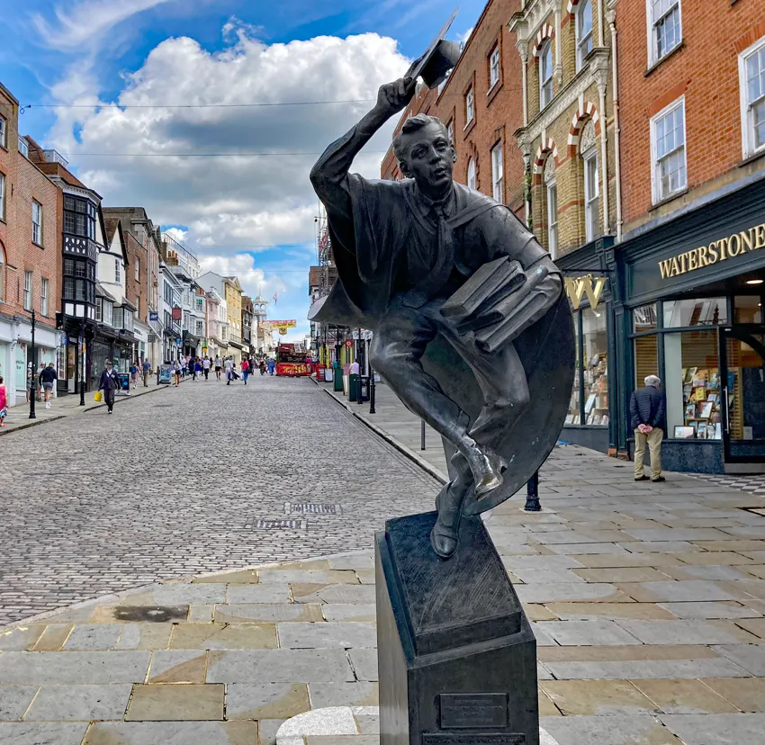 Guildford High Street rising through the town centre