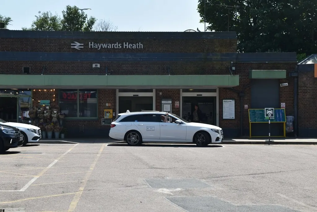 Haywards Heath railway station main frontage in June 2023