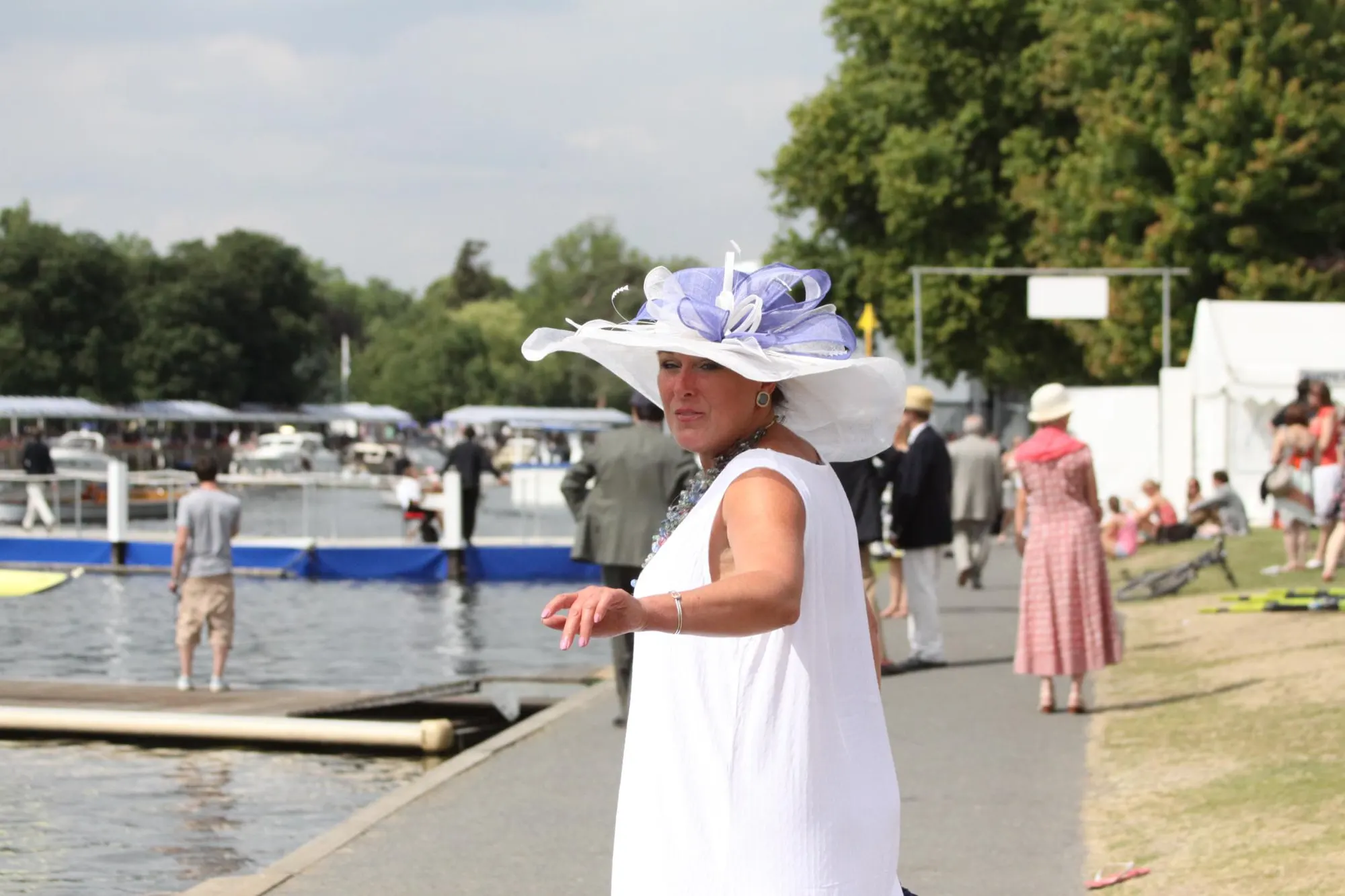 Visitors beside the Thames during Henley Royal Regatta