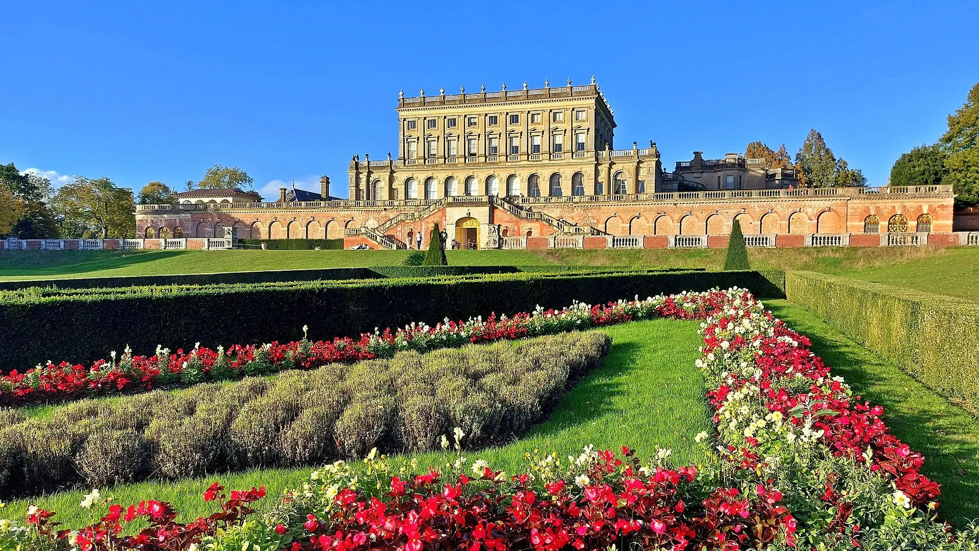 Cliveden House and formal gardens photographed in October 2024