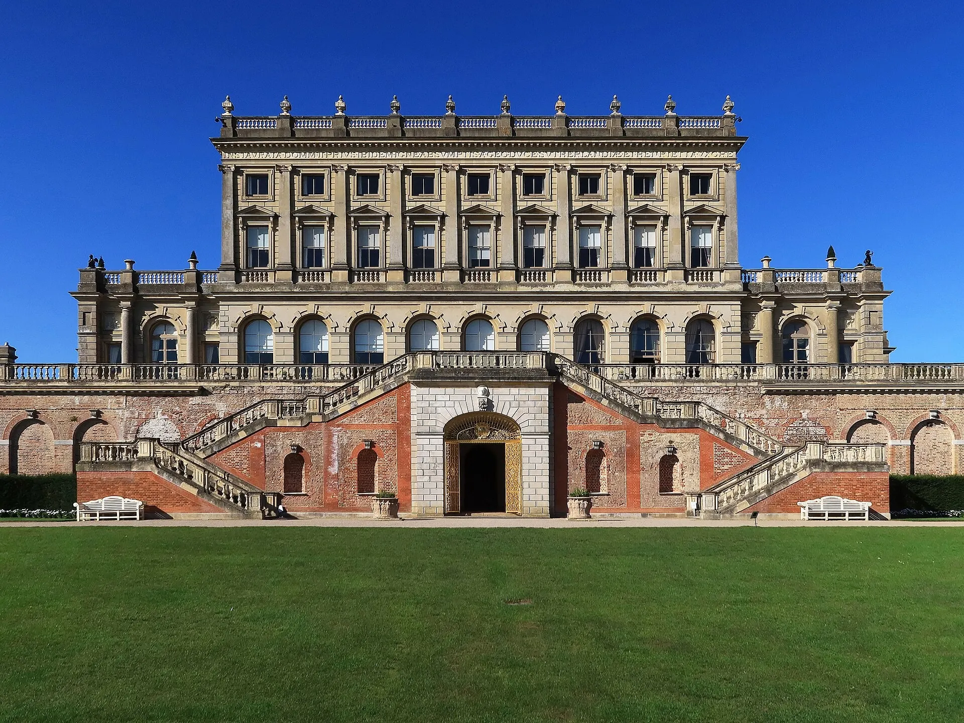 Cliveden House facade and terraced steps in 2023