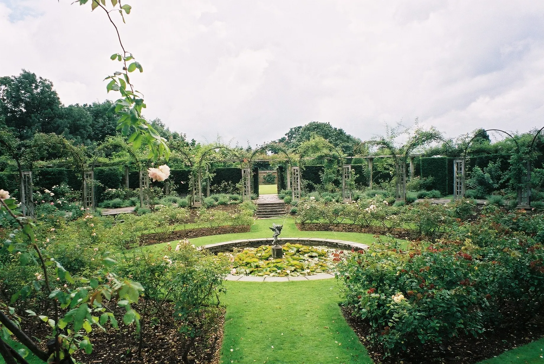 Great Fosters' formal garden and fountain photographed in 2007