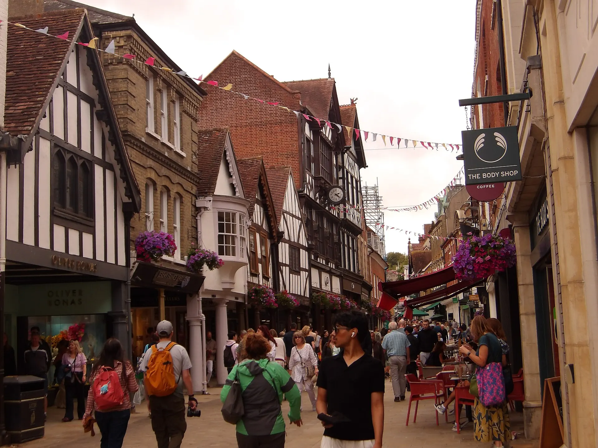 Winchester High Street and its historic buildings in summer 2026