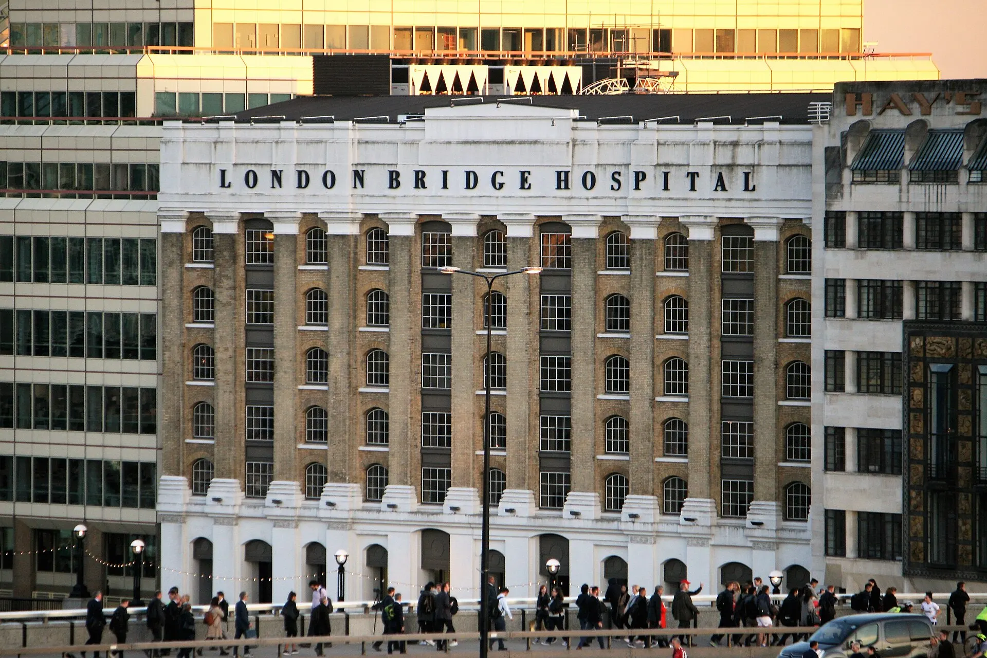 Riverside block of London Bridge Hospital on the Thames, photographed in 2017