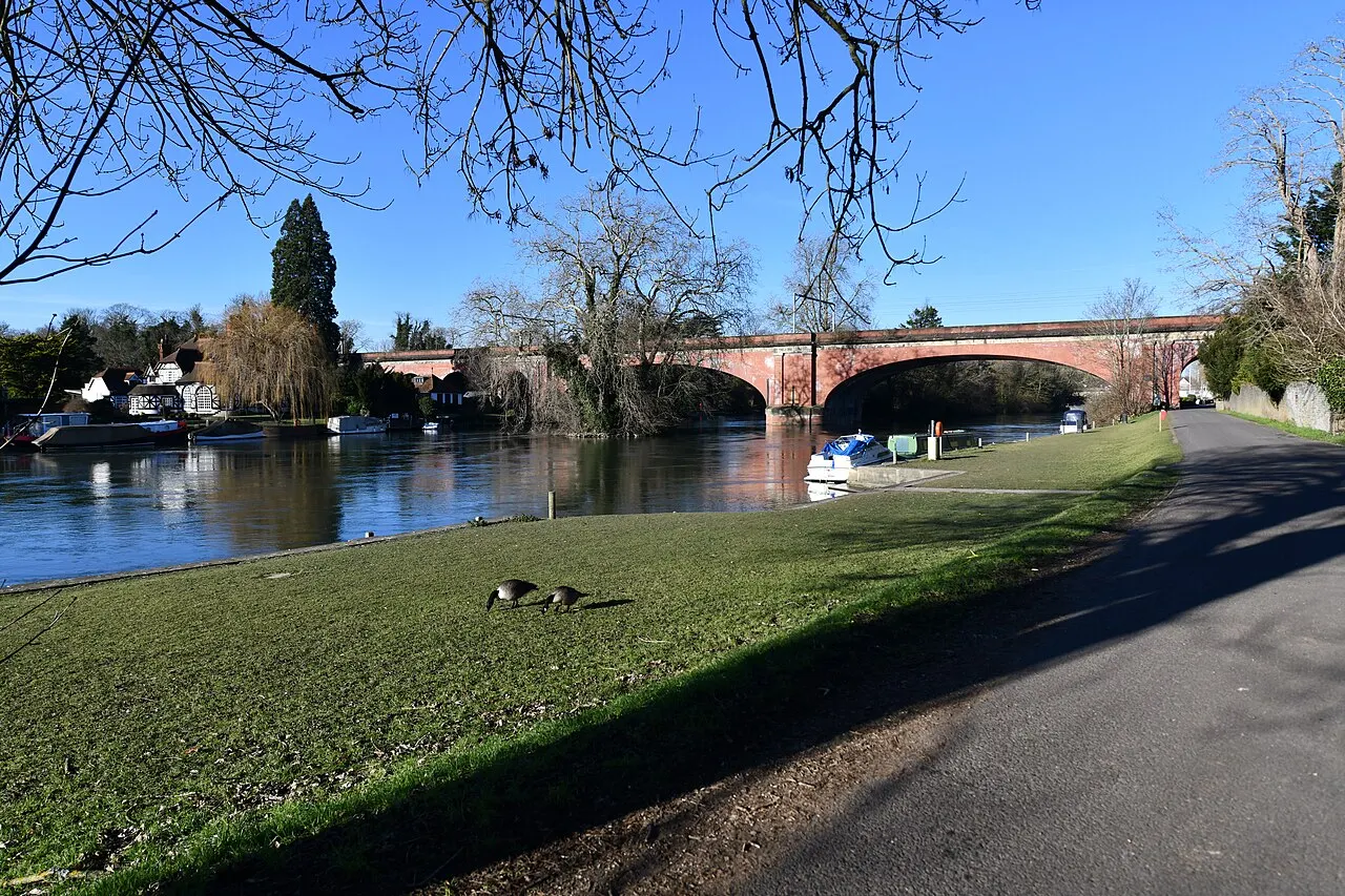 Brunel's Maidenhead Railway Bridge over the Thames in January 2024
