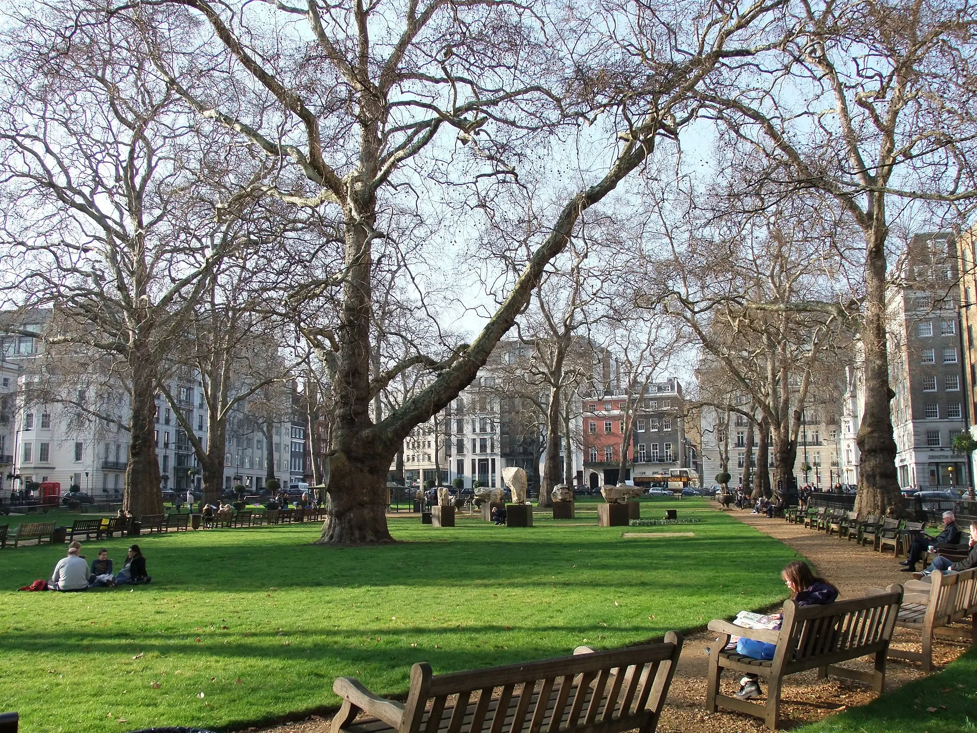 Berkeley Square and surrounding Mayfair buildings in March 2012
