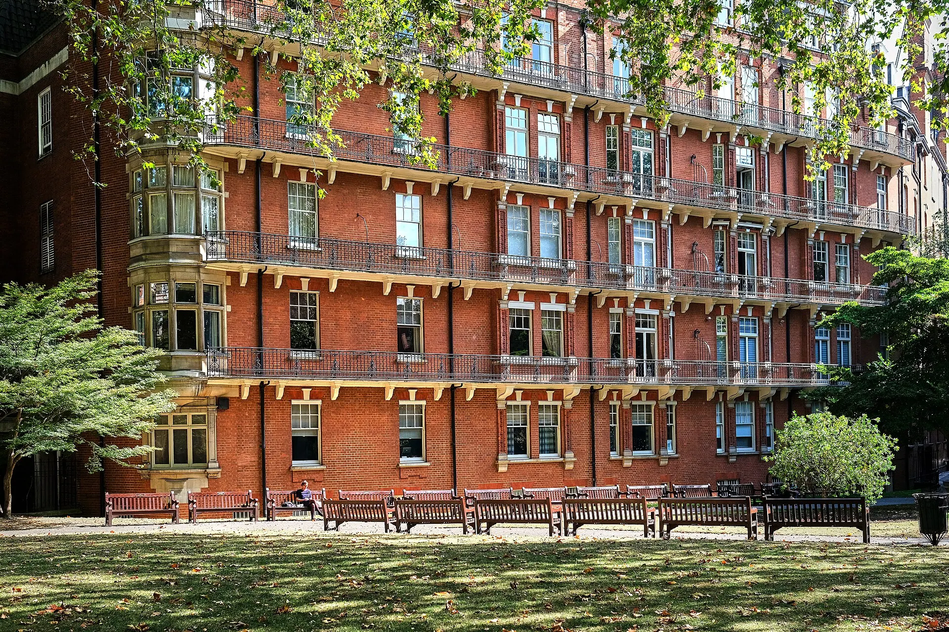 Garden and surrounding buildings at Mount Street Gardens in September 2023