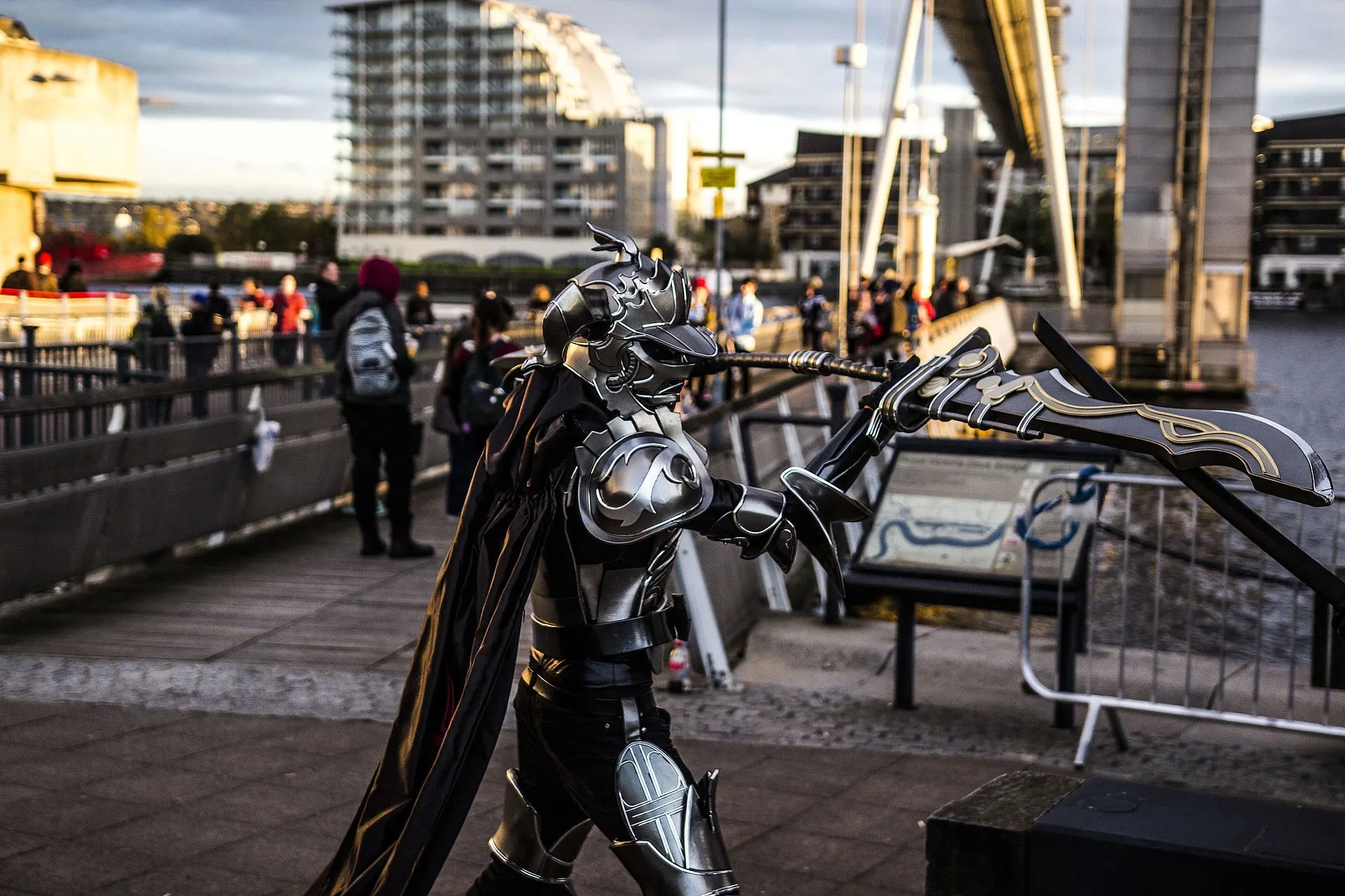 Costumed visitors arriving at MCM London Comic Con in 2014