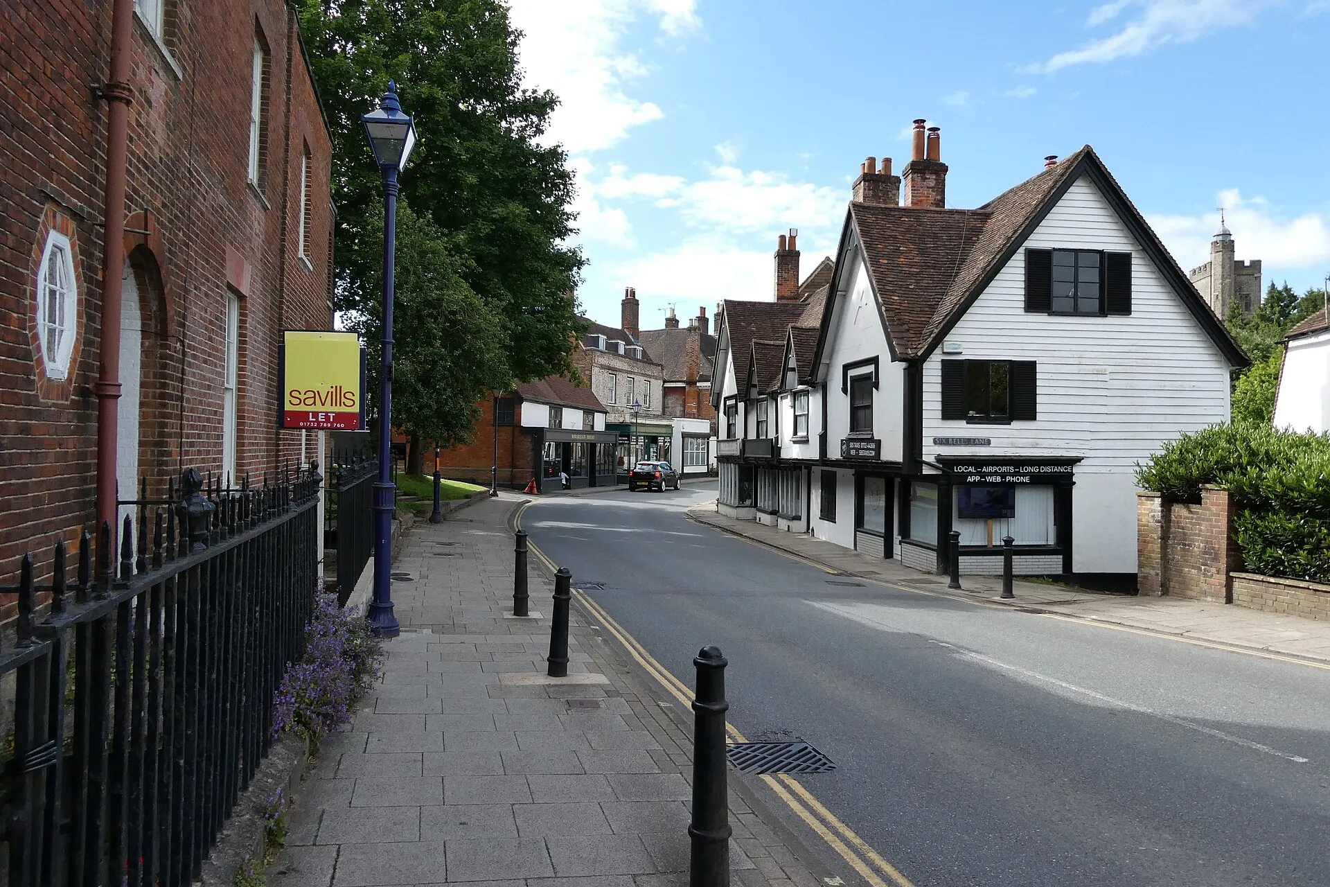 Historic buildings along Sevenoaks High Street in June 2026