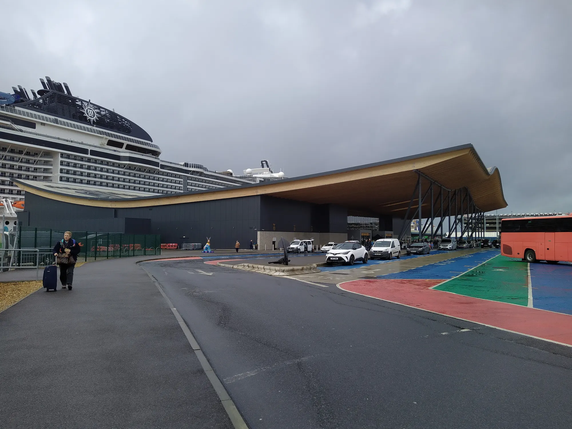 Photograph of Southampton's Horizon Cruise Terminal and a ship alongside in 2024