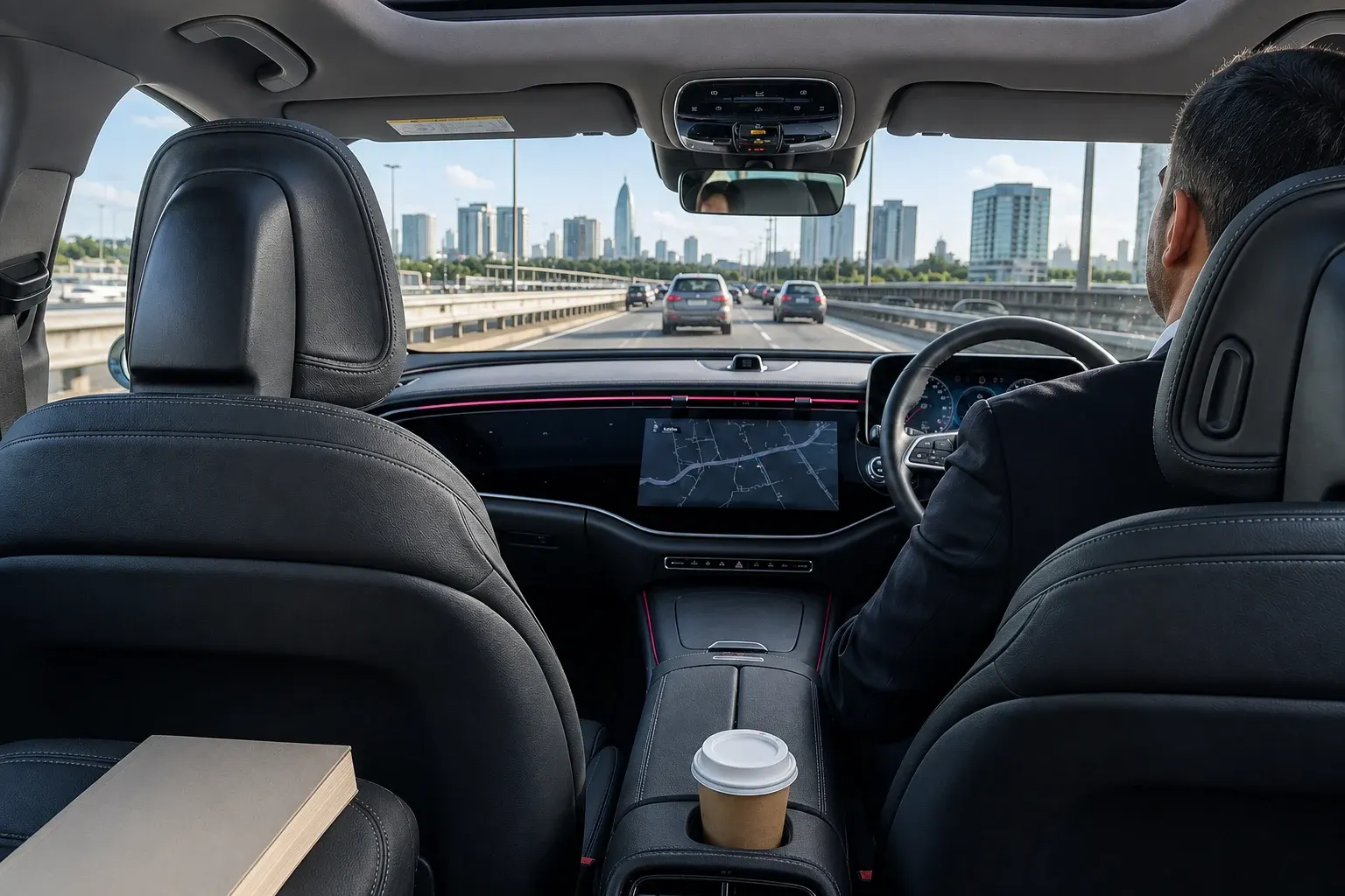 Prepared chauffeur cabin at the end of a journey