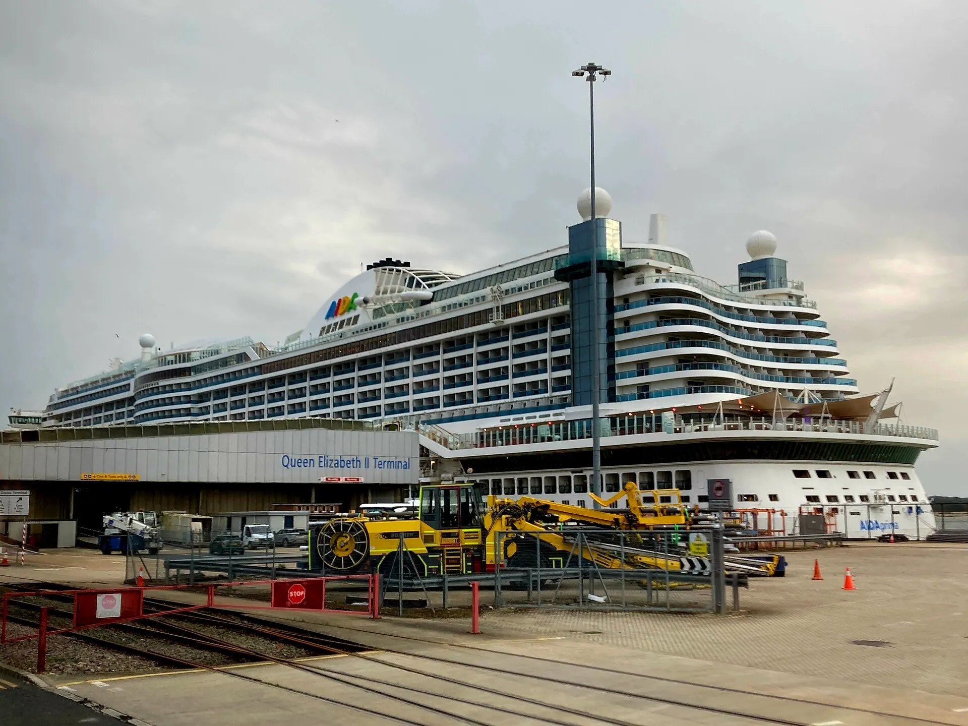 Photograph of Southampton's Queen Elizabeth II Cruise Terminal with a ship alongside in 2024