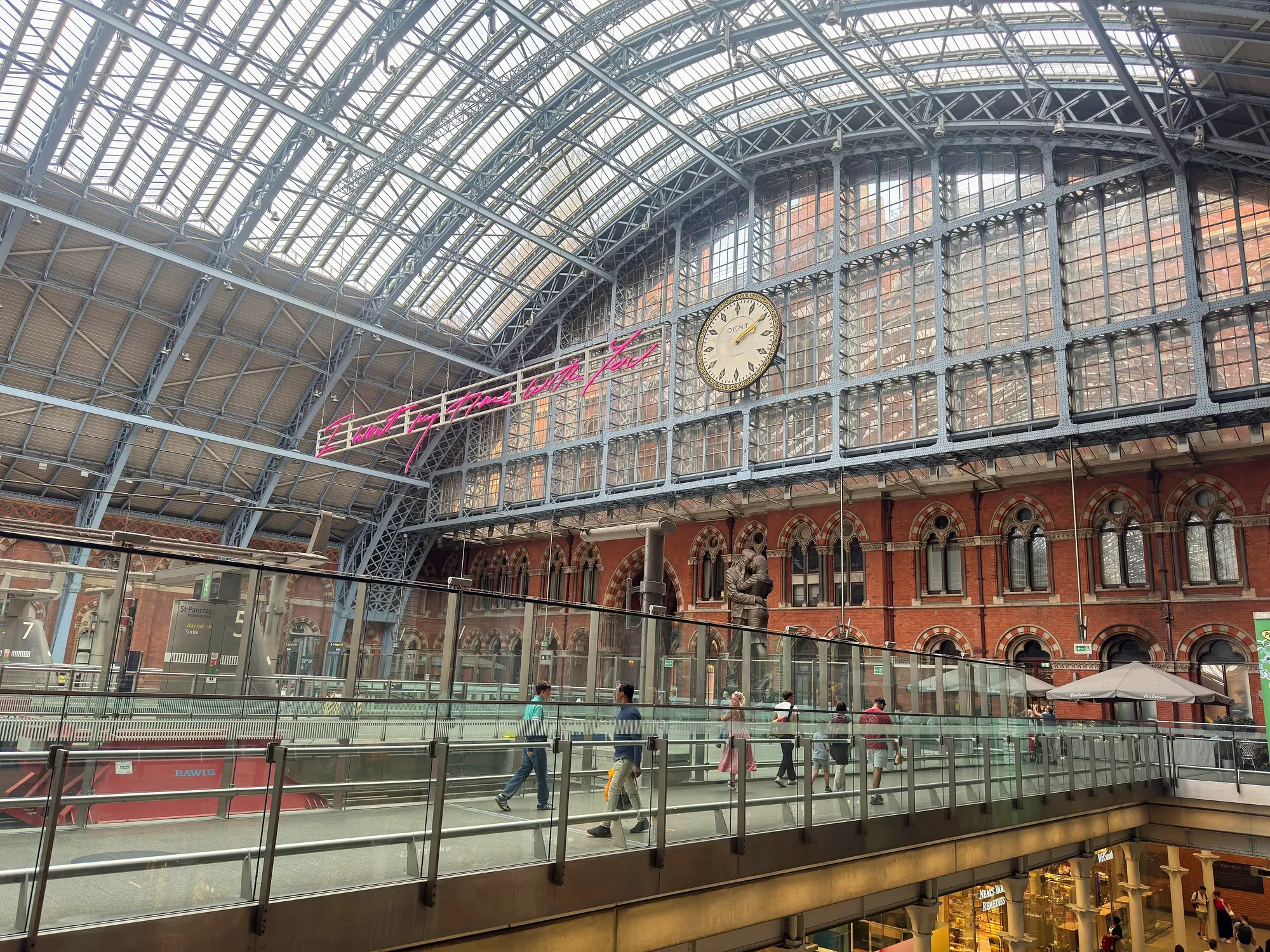 The public concourse and historic train shed at St Pancras International