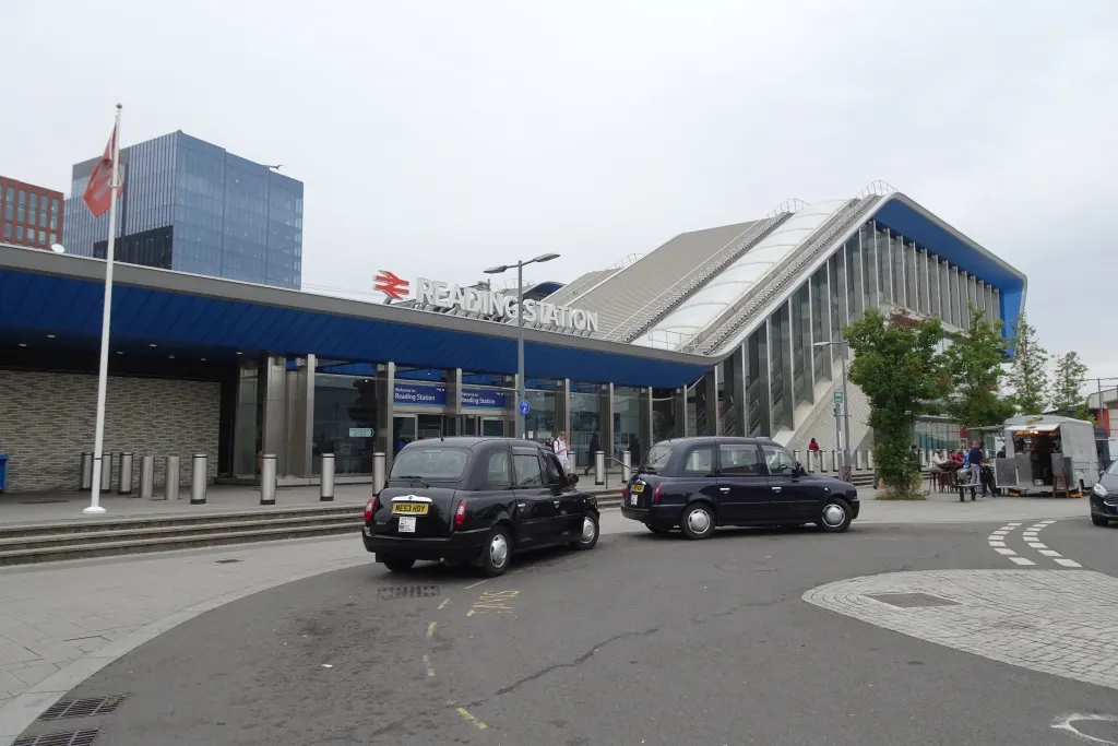 North entrance to Reading station, photographed in August 2024