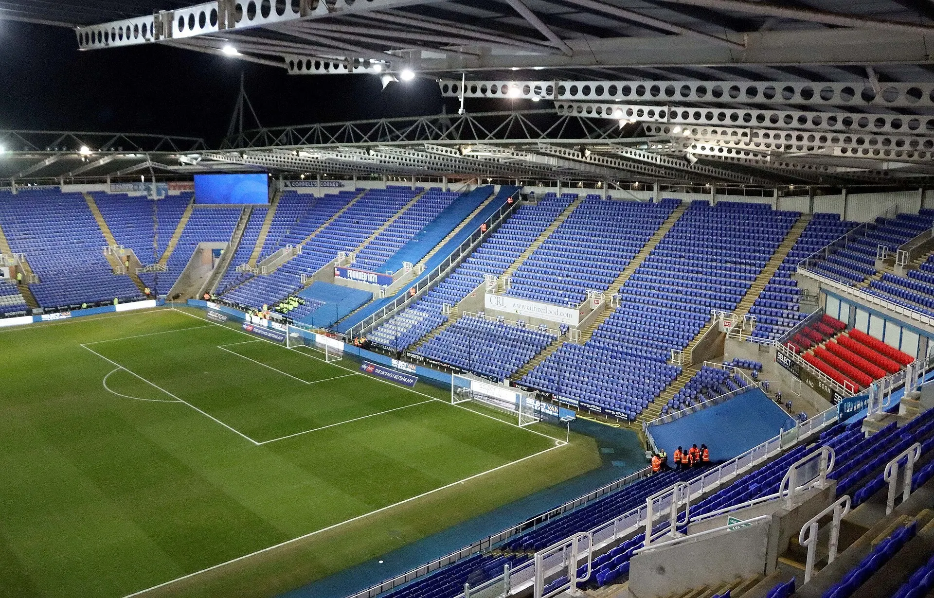 Wide view across the Select Car Leasing Stadium seating and pitch