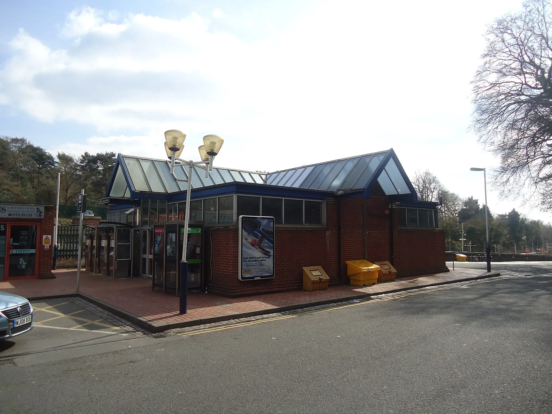 Weybridge railway station entrance in April 2012