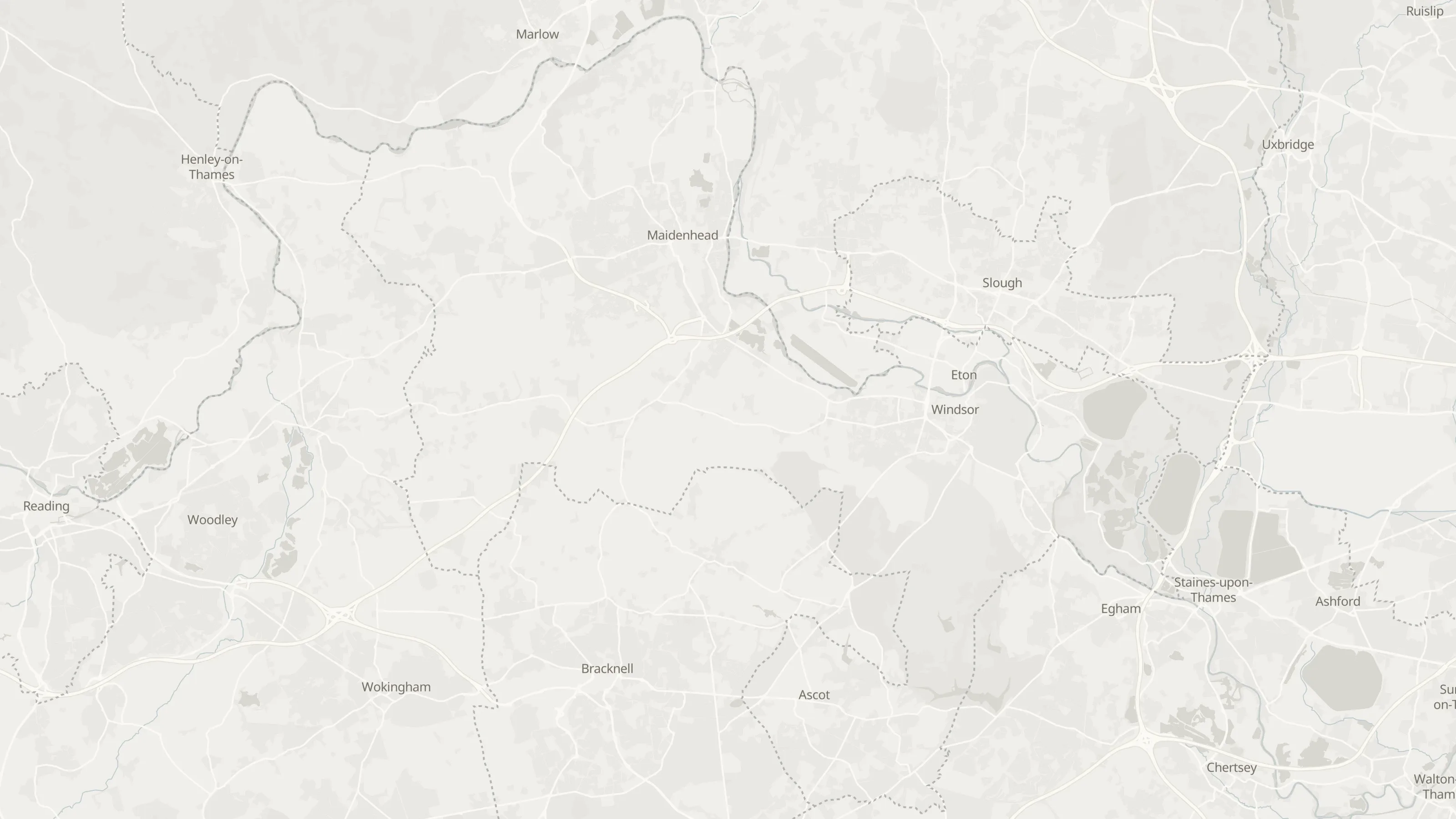 Route map from Maidenhead to Heathrow Airport along the planned road route