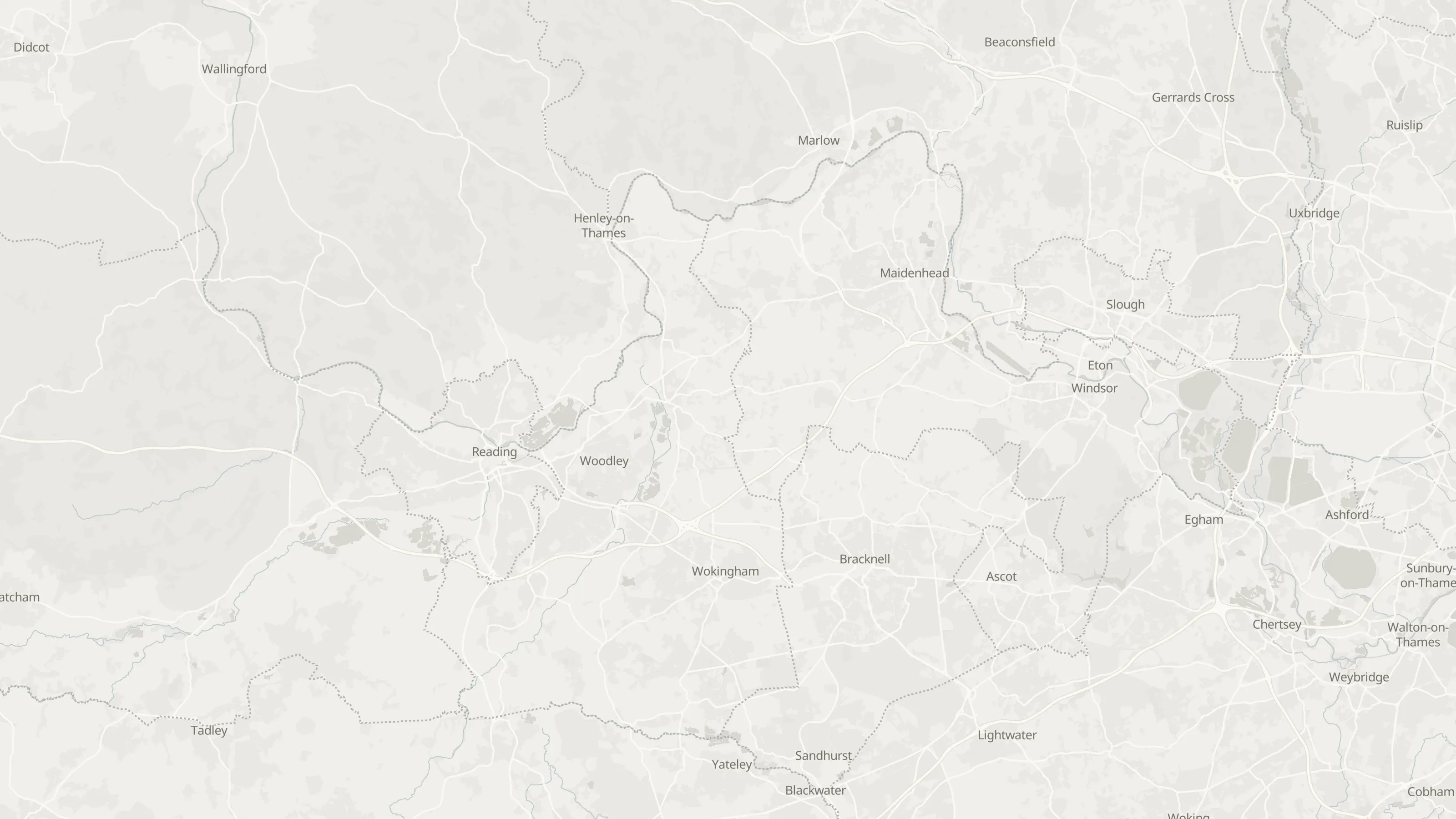 Route map from Twyford to Heathrow Airport along the planned road route