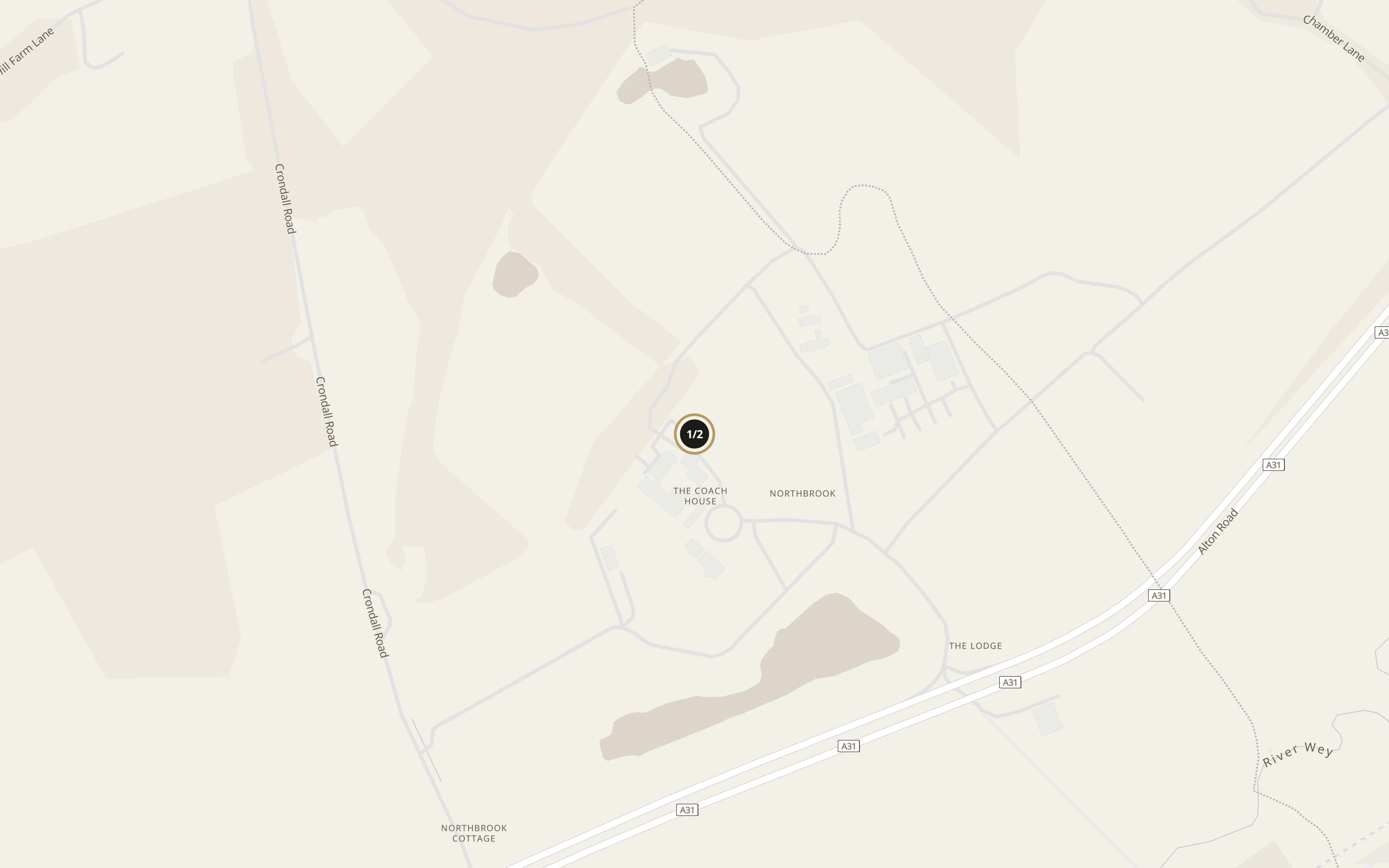 Numbered approach map for Northbrook Park showing general vehicle arrival references