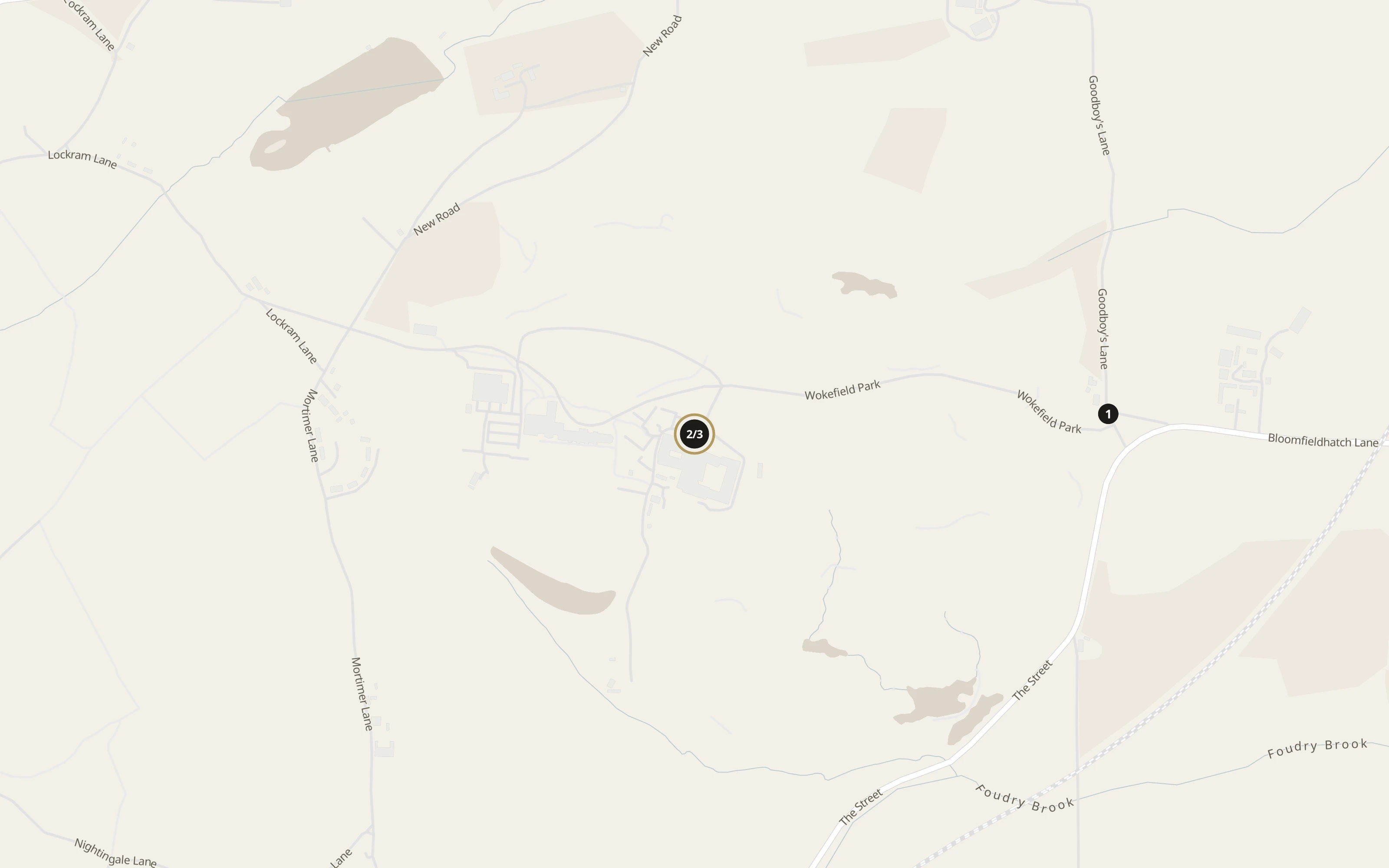 Numbered approach map for De Vere Wokefield Estate showing general vehicle arrival references